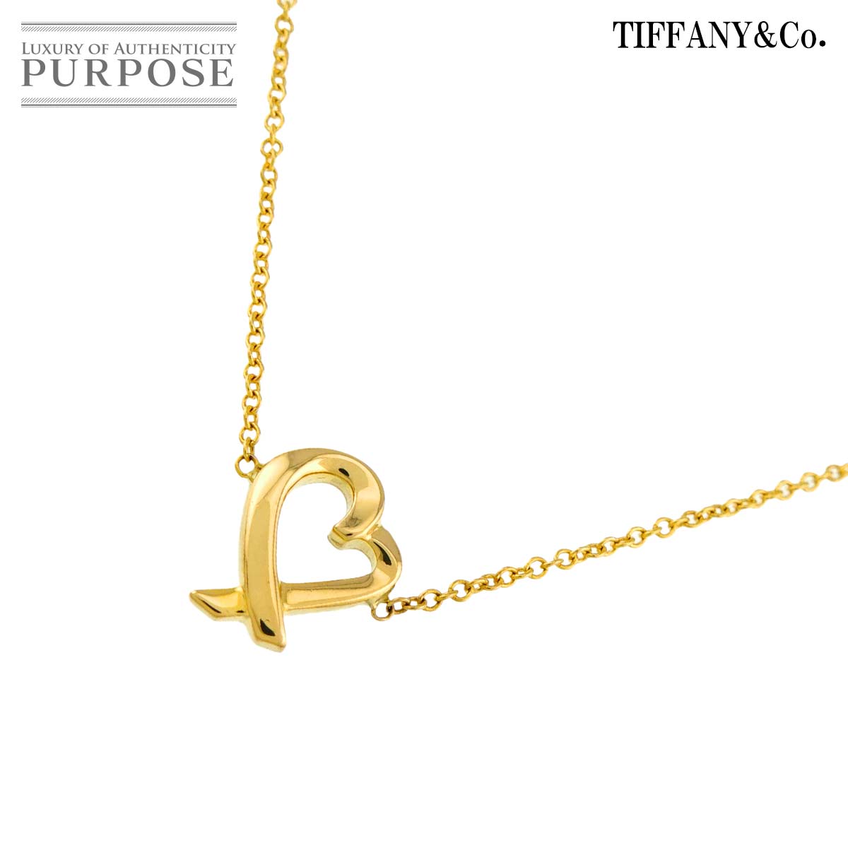 ティファニー TIFFANY&Co. ラビングハート ネックレス 41cm K18 YG 