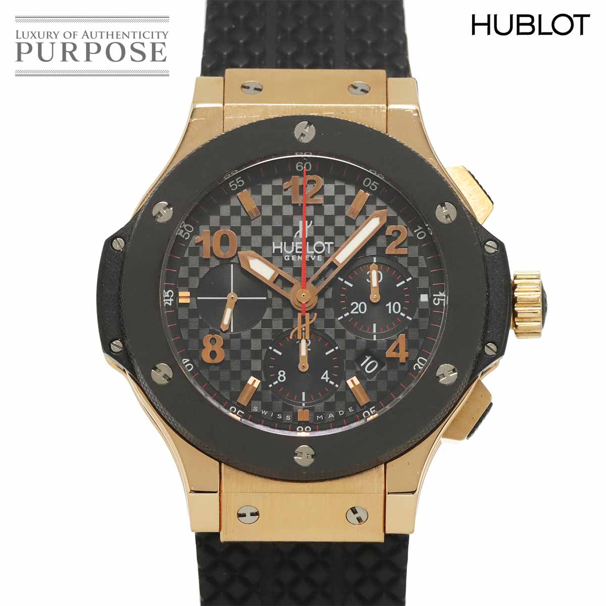 HUBLOT ビッグバン ゴールド セラミック コンビ 301 PB 131 RX クロノグラフ メンズ 腕時計 デイト ブラック K18PG オートマ 自動巻き ウォッチ Bigbang ウブロ 90336114