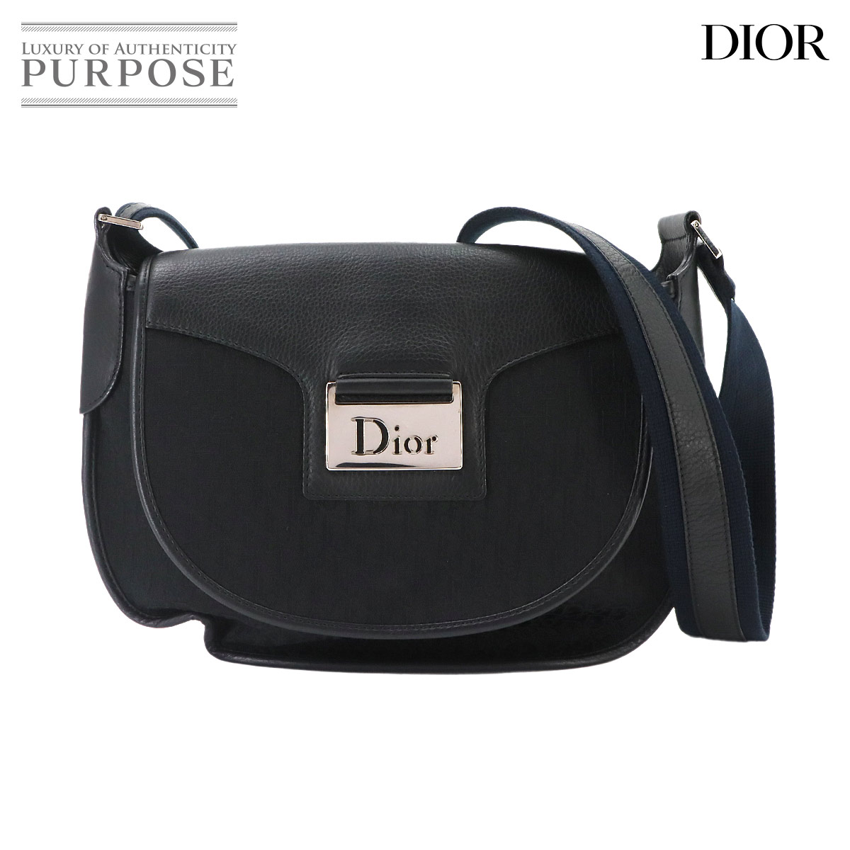 Christian Dior トロッター ストリートシック ショルダー バッグ キャンバス レザー ブラック ネイビー Street Chic Shoulder Bag クリスチャン ディオール 90331056