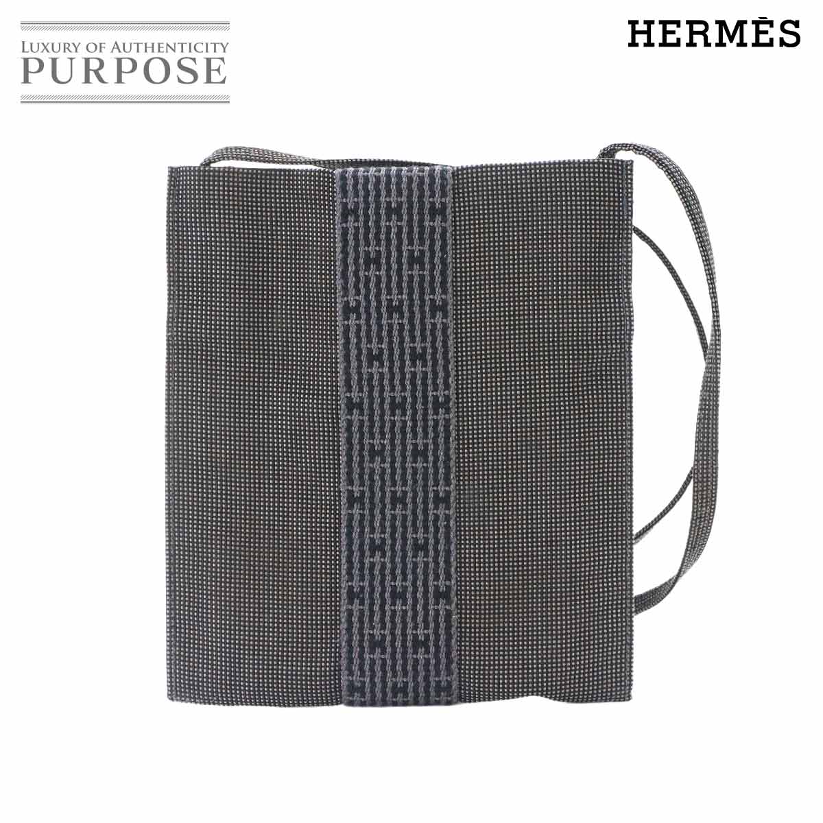 HERMES エールライン ポシェット ショルダー バッグ キャンバス グレー Herline Pochette エルメス 90333344