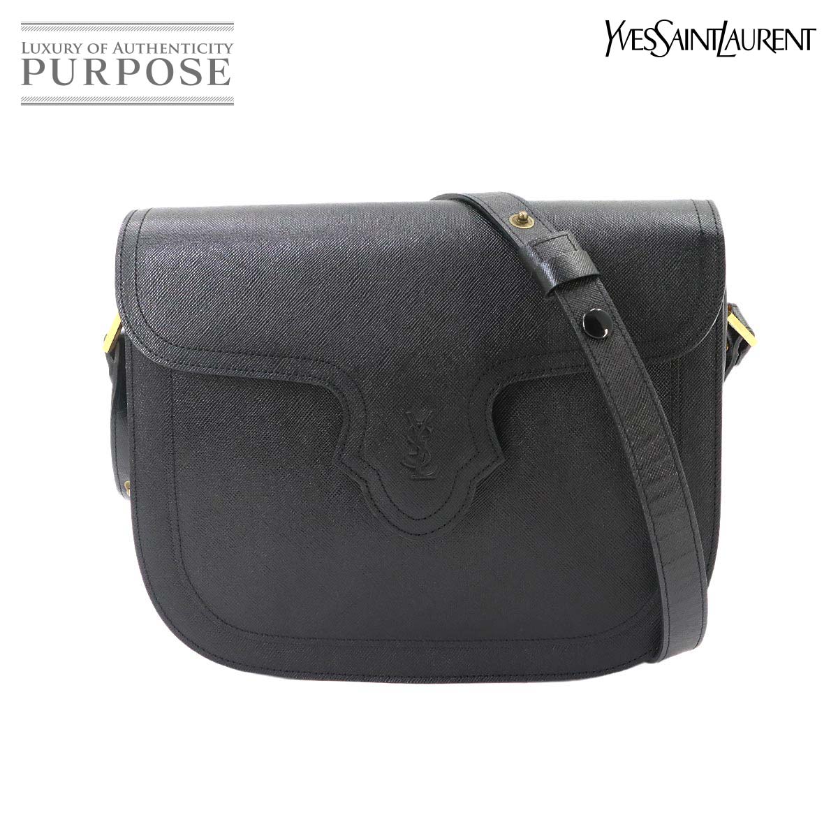 Yves Saint Laurent ショルダー バッグ レザー ブラック ゴールド 金具 Shoulder Bag イヴ サンローラン 90333867