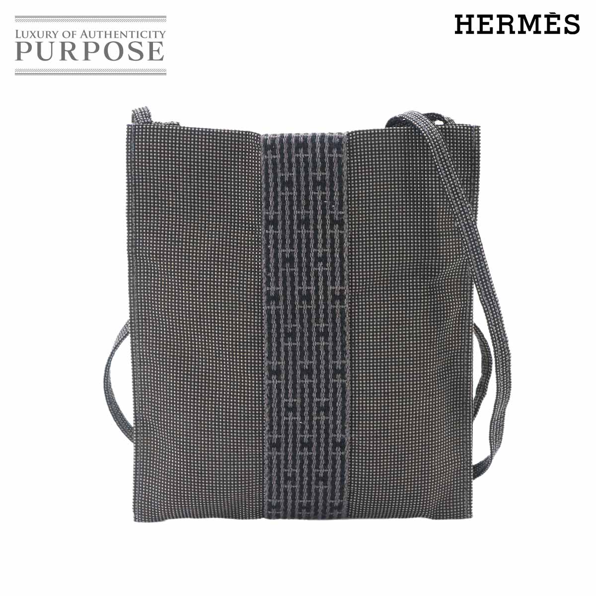 HERMES エールライン ポシェット ショルダー バッグ キャンバス グレー Herline Pochette エルメス 90334469