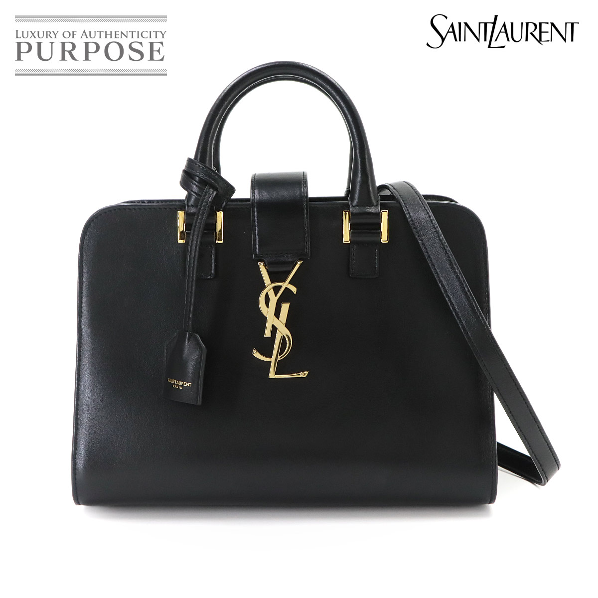 SAINT LAURENT ベイビー カバス 2way ハンド ショルダー バッグ レザー ブラック 568853 Baby Cabas サンローラン 90335265