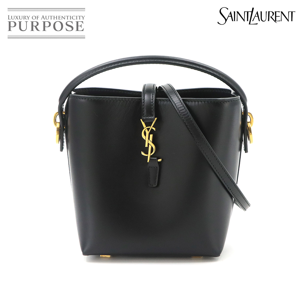 SAINT LAURENT LE37 ミニ 2way ショルダー ハンド バッグ レザー ブラック 765870 ゴールド 金具 Shoulder Bag サンローラン 90335375