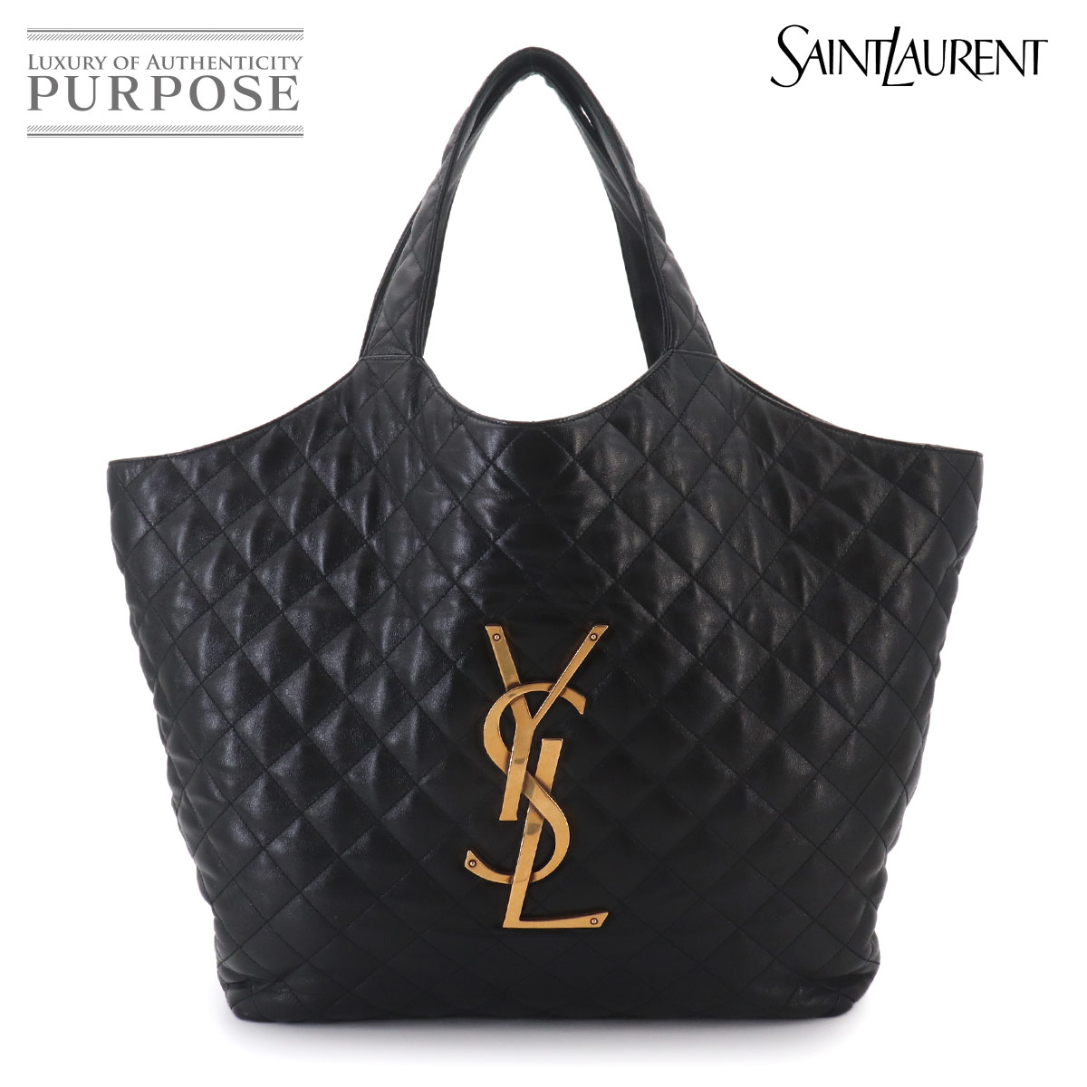 SAINT LAURENT イカール マキシ ショッピング トート バッグ レザー ブラック 698651 Icare Maxi Shopping Bag サンローラン 90326961