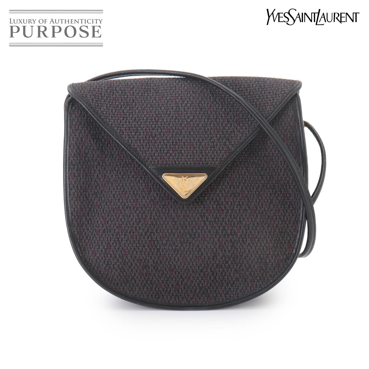 Yves Saint Laurent ショルダー バッグ PVC レザー グレー ブラック ゴールド 金具 ヴィンテージ Shoulder Bag イヴ サンローラン 90326966