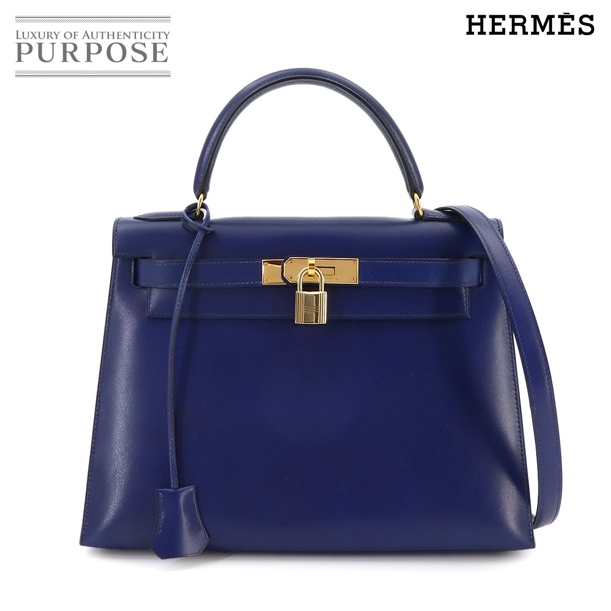 HERMES ケリー 28 ボックスカーフ ブラック 内縫い 2way ハンド
