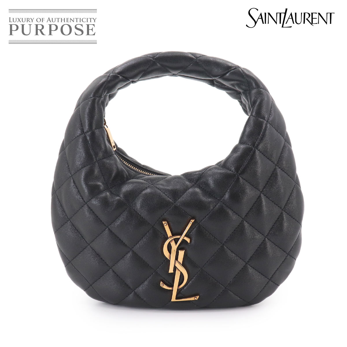 SAINT LAURENT イカリーノ ハンド バッグ レザー ブラック 851689 ゴールド 金具 ICARINO Bag サンローラン 90330914