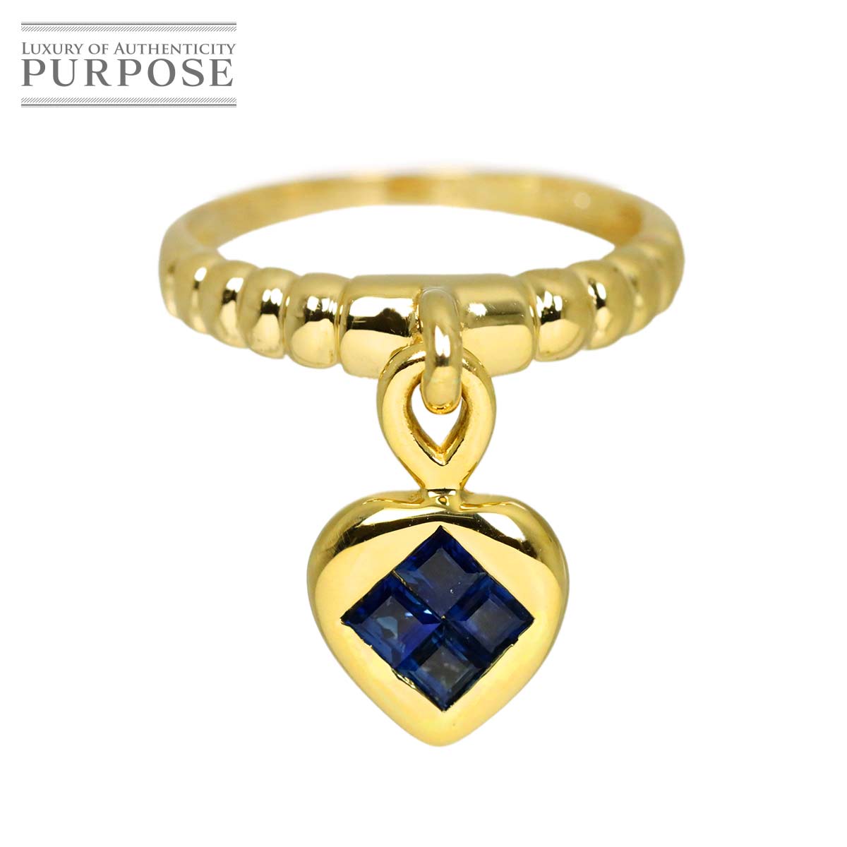 リング 7号 サファイヤ 0.40ct ダイヤ 0.07ct K18 YG イエローゴールド 750 指輪 Sapphire Ring 90327746