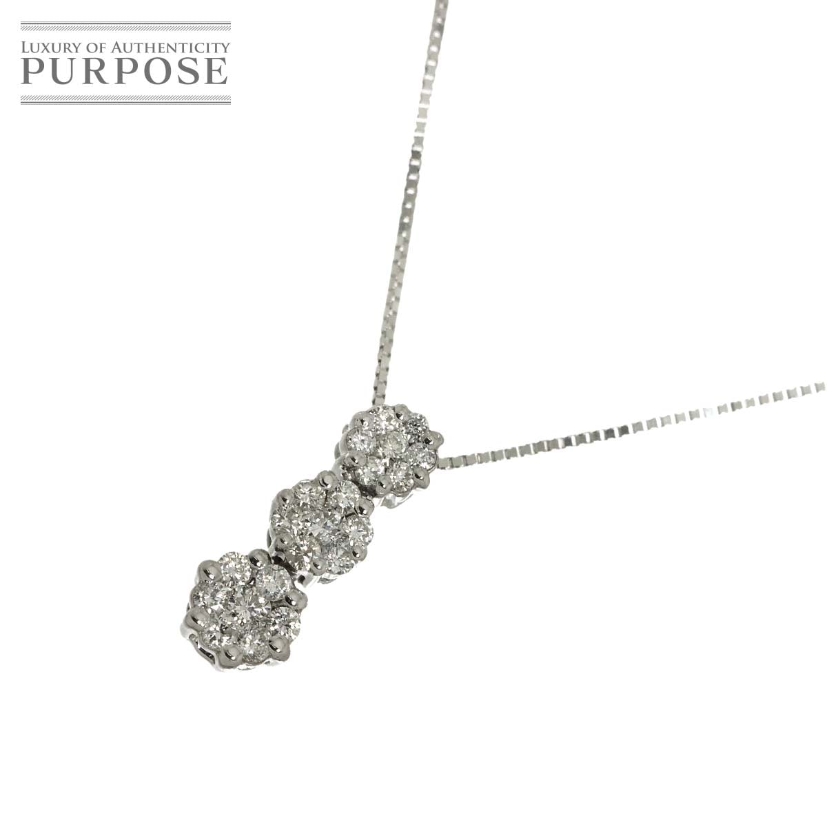 ダイヤ 0.30ct ネックレス 46cm K18 WG ホワイトゴールド 750 Diamond Necklace 90329683