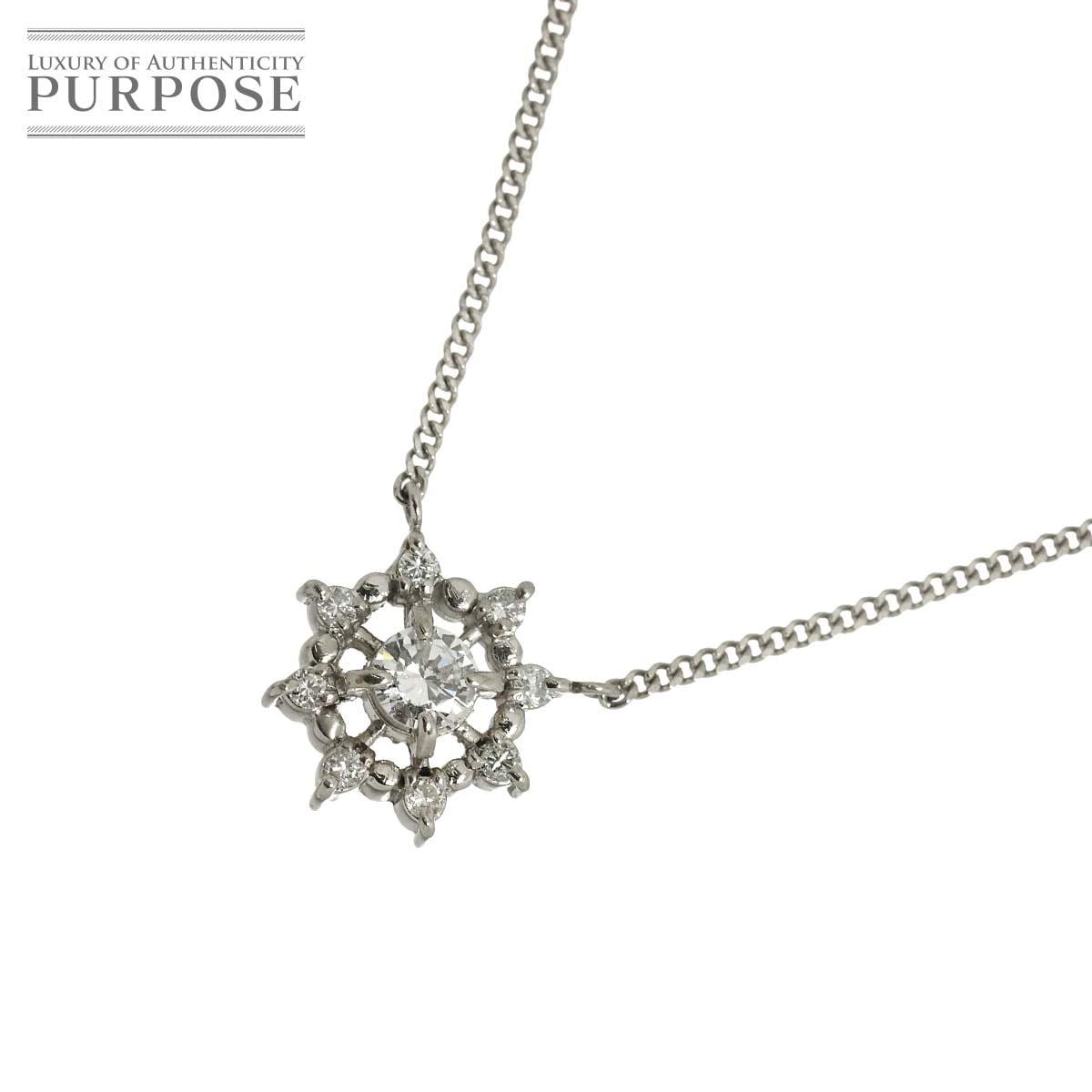 ダイヤ 0.21ct/0.12ct ネックレス 40.5cm Pt プラチナ Diamond Necklace 90330773