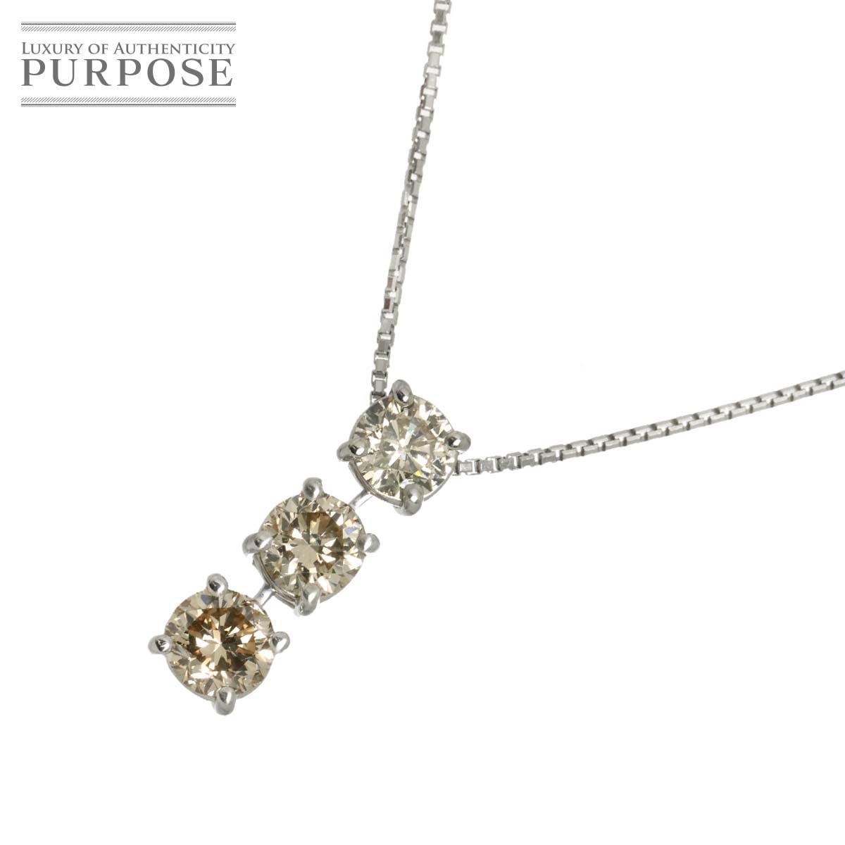 ダイヤ 0.713ct/0.814ct/1.005ct ネックレス 45cm Pt プラチナ 【鑑別カード付き】 Diamond Necklace 90333454
