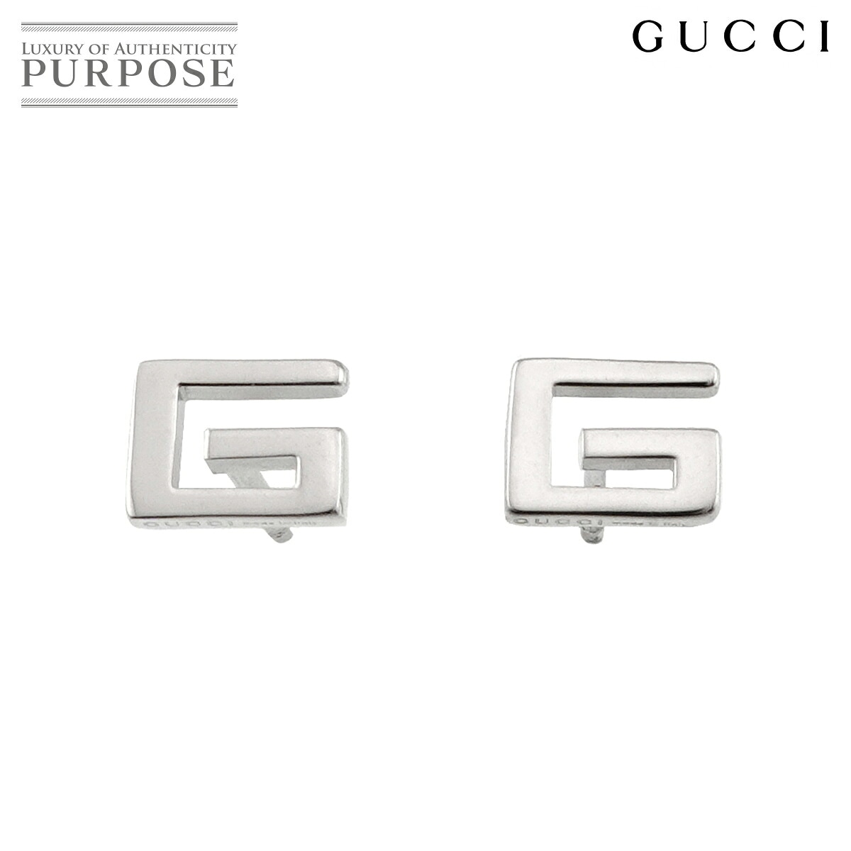 GUCCI G ロゴ ピアス K18 WG ホワイトゴールド 750 Earrings Pierced グッチ 90325754