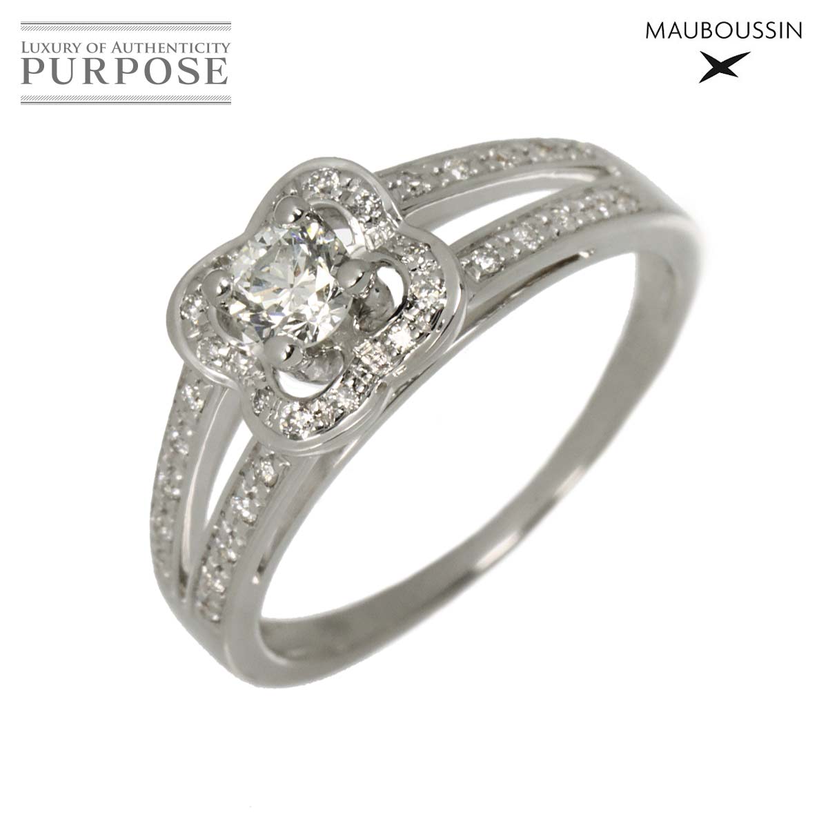 MAUBOUSSIN チャンス オブ ラブ 7号 リング ダイヤ K18 WG ホワイトゴールド 750 指輪 Diamond Ring モーブッサン 90329654
