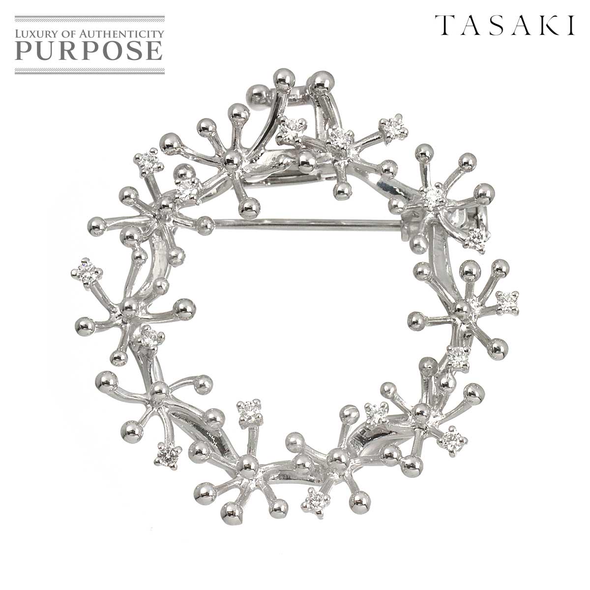 TASAKI ダイヤ 0.17ct ブローチ K18 WG ホワイトゴールド 750 田崎真珠 Diamond Brooch タサキ 90330265