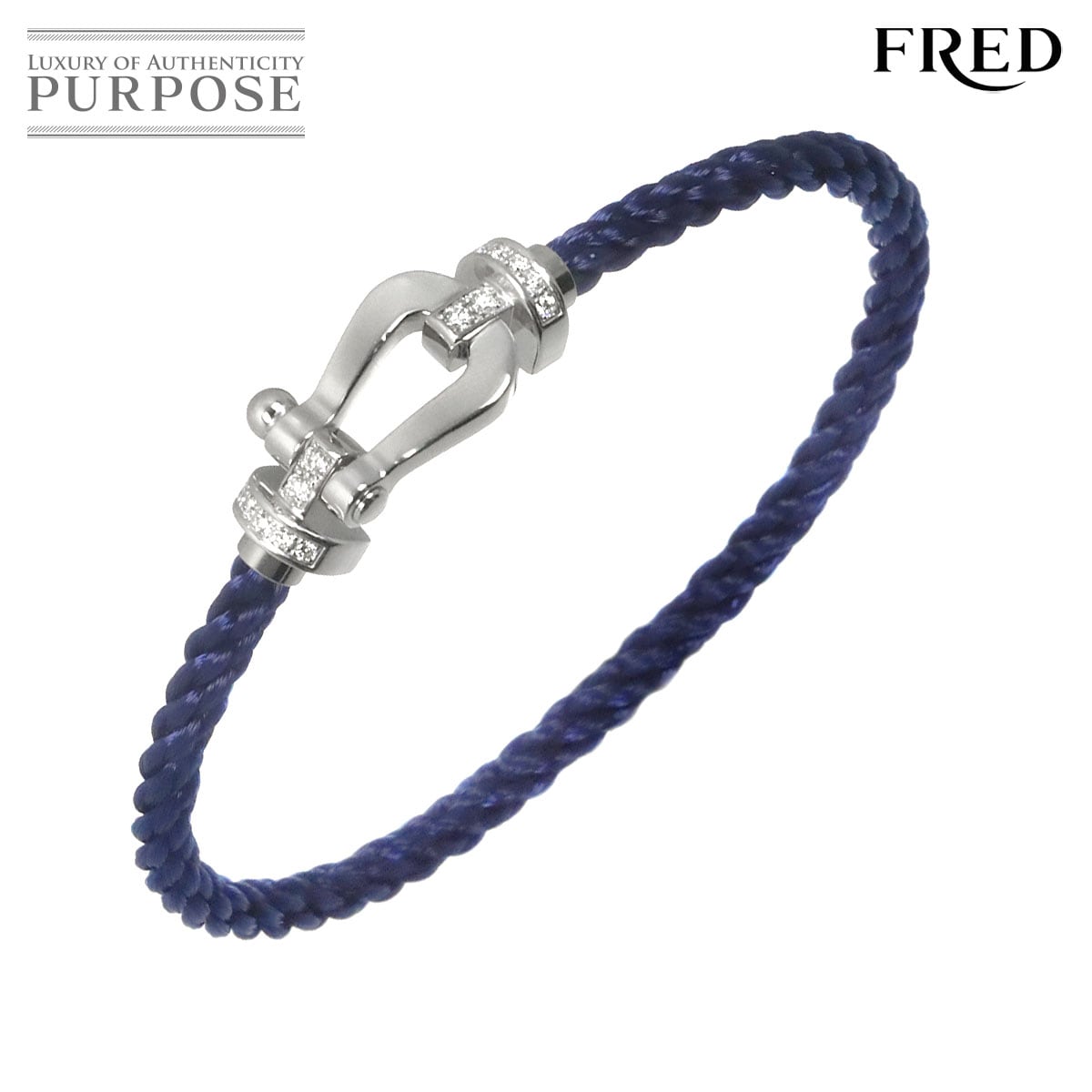 FRED フォース10 LM ハーフダイヤ ブレスレット #19 K18 WG ホワイトゴールド 750 ケーブル Force 10 Bracelet フレッド 90330271