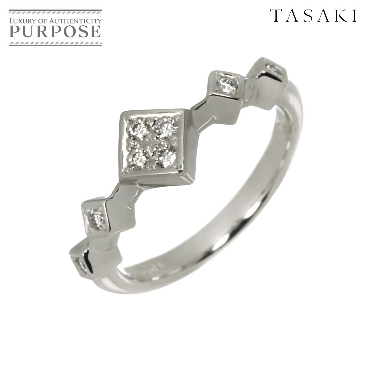 TASAKI 10号 リング ダイヤ 0.10ct K14 WG ホワイトゴールド 585 指輪 田崎真珠 Diamond Ring タサキ 90331569