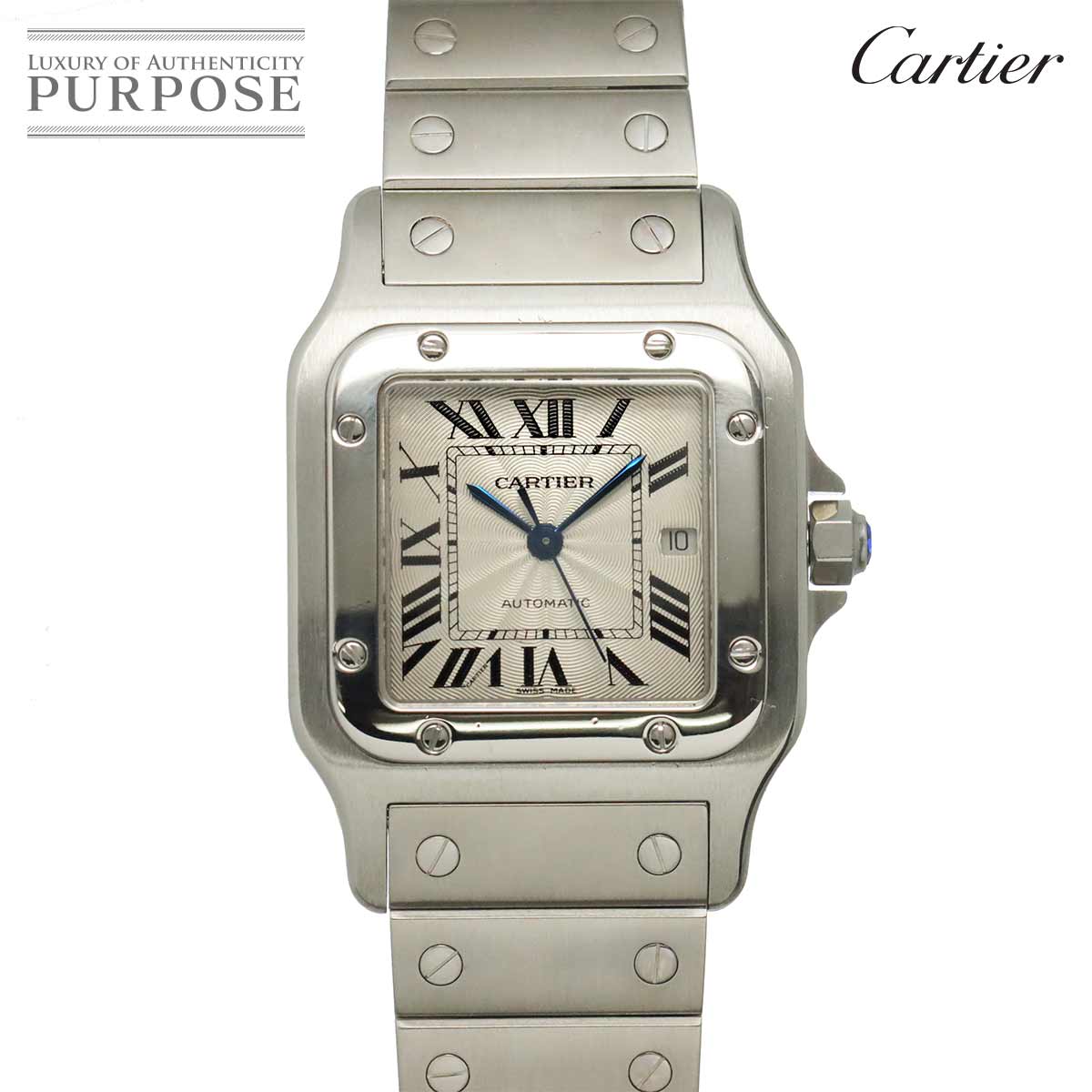 Cartier サントスガルベLM W20055D6 メンズ 腕時計 デイト シルバー オートマ 自動巻き ウォッチ Santos Galbee カルティエ 90317646