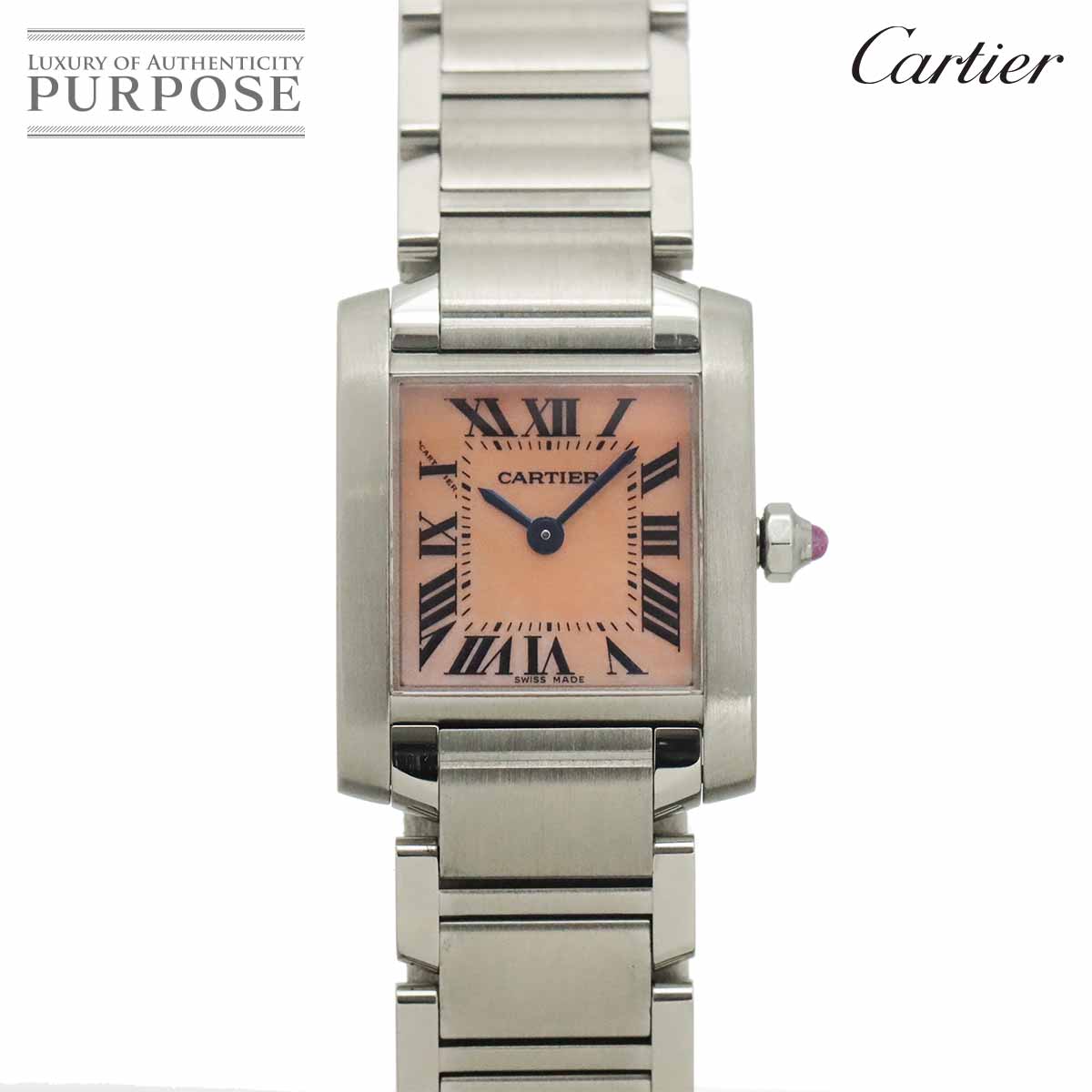 Cartier タンクフランセーズSM W51028Q3 レディース 腕時計 ピンクシェル クォーツ ウォッチ Tank Francaise カルティエ 90327951