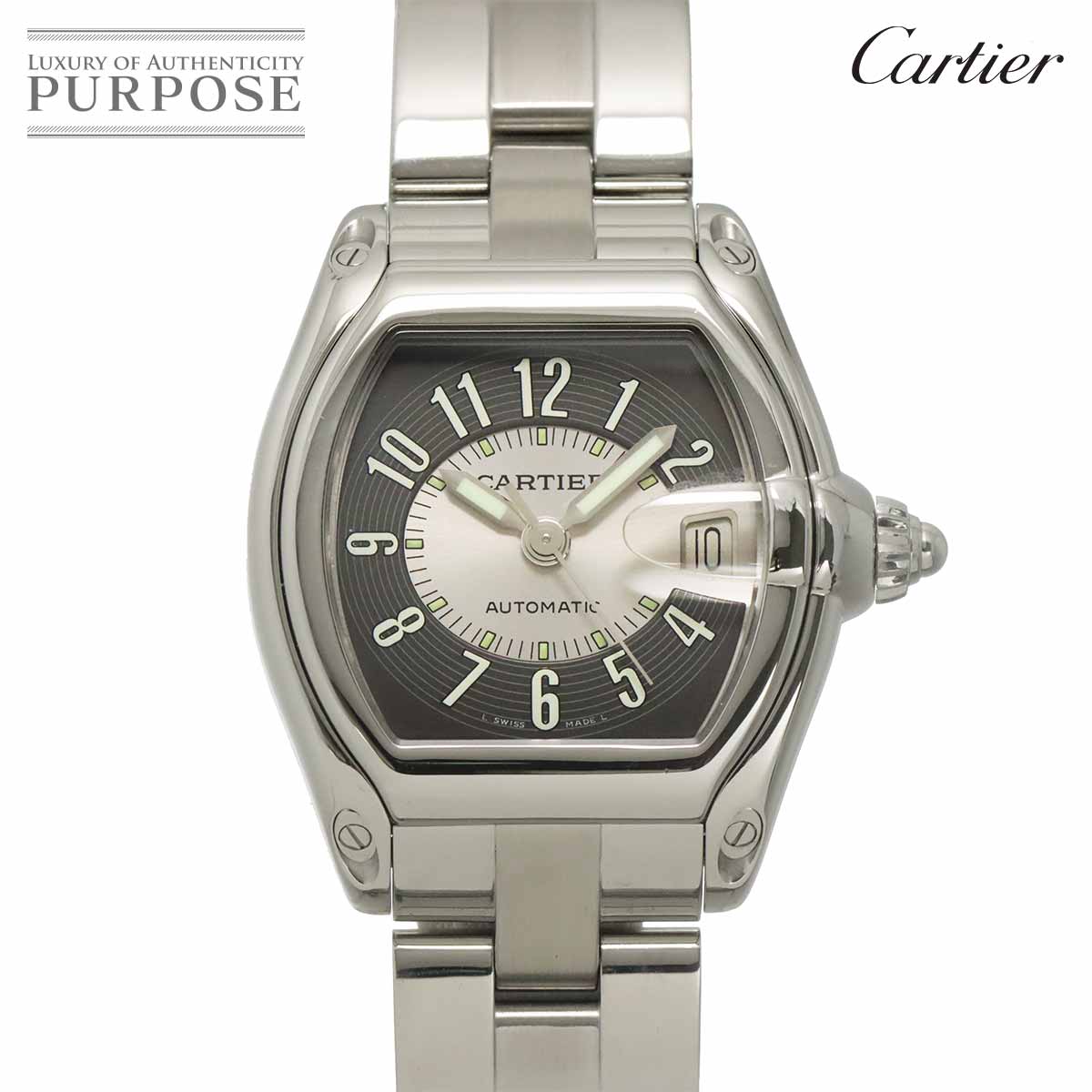 Cartier ロードスターLM W62001V3 メンズ 腕時計 デイト グレー オートマ 自動巻き ウォッチ Roadster カルティエ 90330076