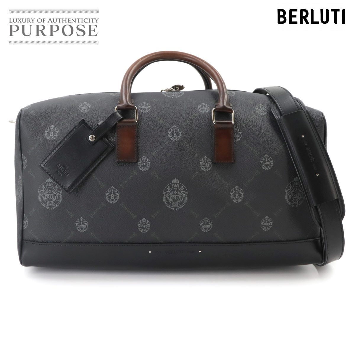 Berluti ウィークオフ MM 2way ボストン ショルダー バッグ トラベル PVC ヴェネチアレザー ブラック ブラウン Week Off MM Boston ベルルッティ 90332467