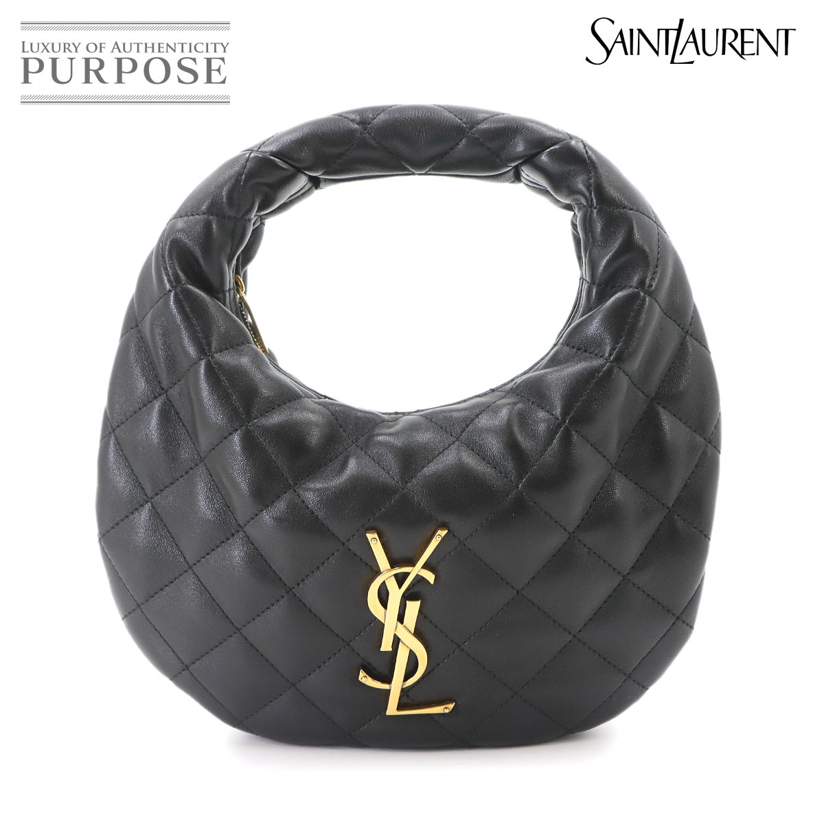 SAINT LAURENT イカリーノ ハンド バッグ レザー ブラック 851689 ゴールド 金具 ICARINO Bag サンローラン 90335257