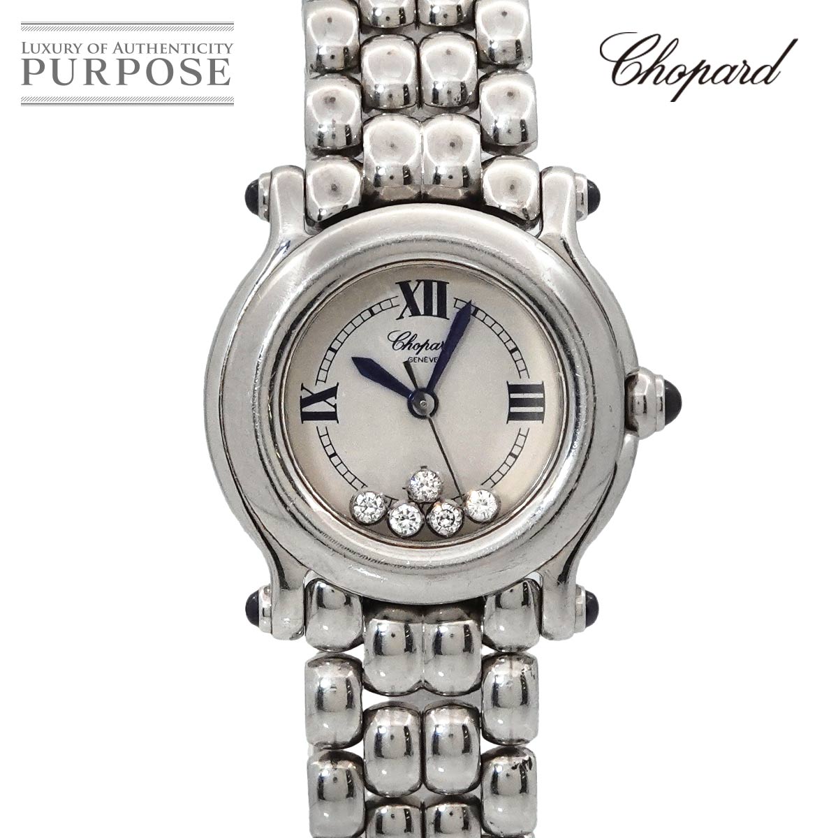Chopard ハッピースポーツ 27/8250 23 レディース 腕時計 5P ダイヤ ホワイト クォーツ ウォッチ ショパール 90298930