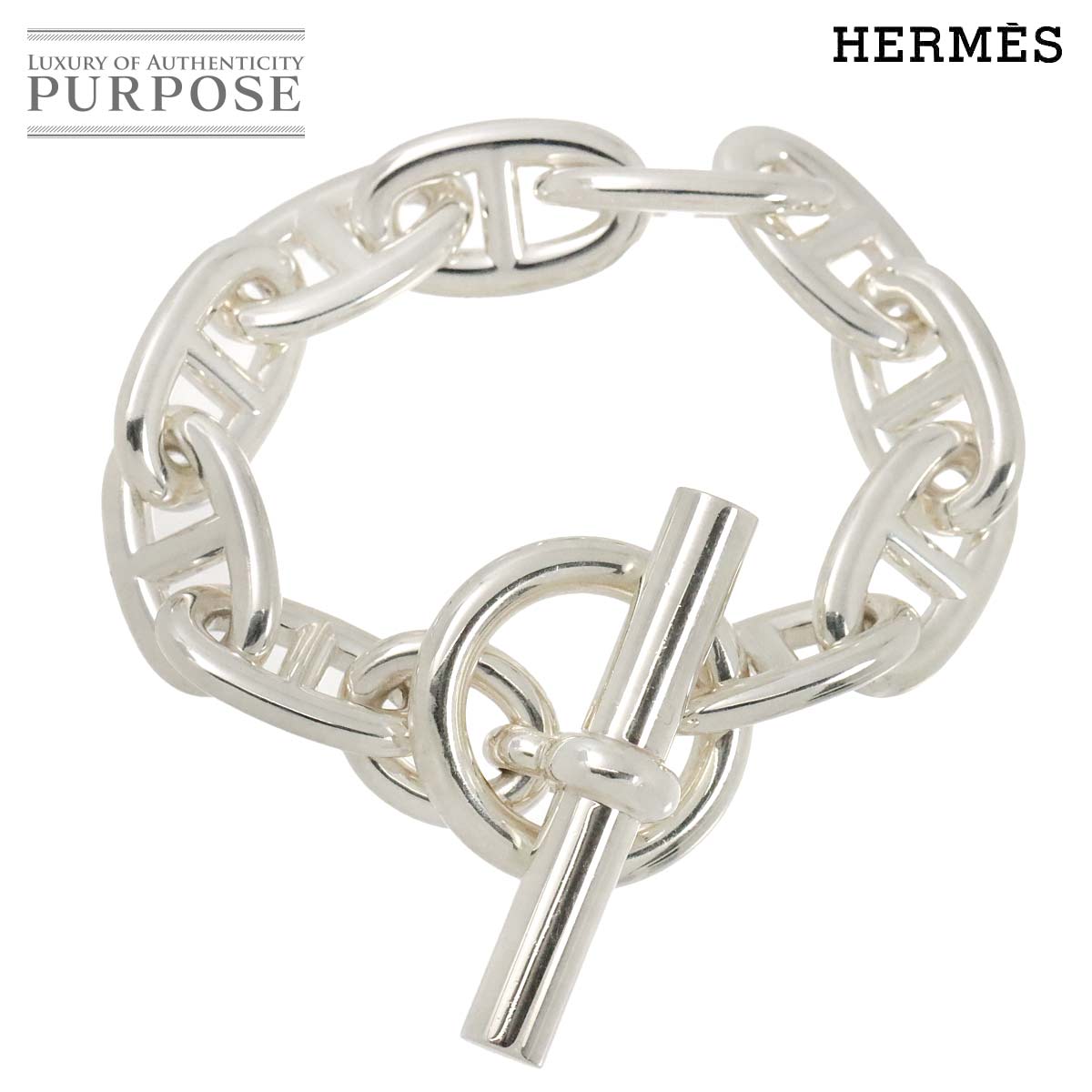 HERMES シェーヌダンクル TGM ブレスレット 10コマ 15cm シルバー SV 925 Chaine dancre Bracelet エルメス 90250762