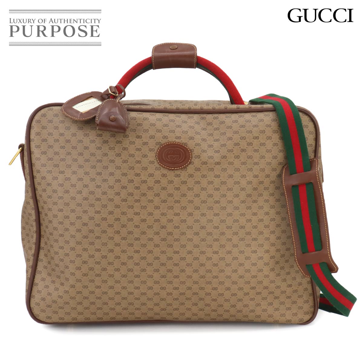 GUCCI GGプラス 2way ボストン ショルダー バッグ PVC レザー ベージュ ブラウン 012.39.4863 オールドグッチ Boston Bag グッチ 90256266