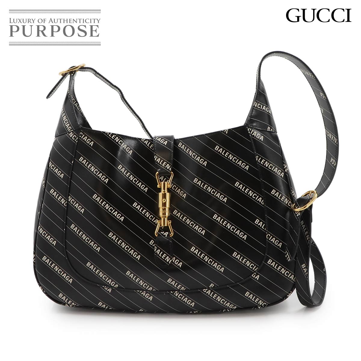 GUCCI バレンシアガ ザ ハッカー プロジェクト ジャッキー 1961 ショルダー バッグ レザー ブラック 636712 Shoulder Bag グッチ 90303234