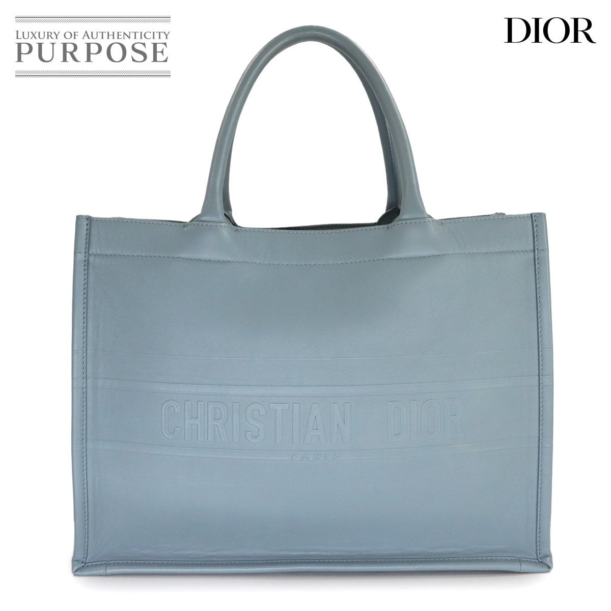 Christian Dior ブック トート ミディアム バッグ レザー グレー M1296ZGSB Book Tote Bag Medium クリスチャン ディオール 90318864
