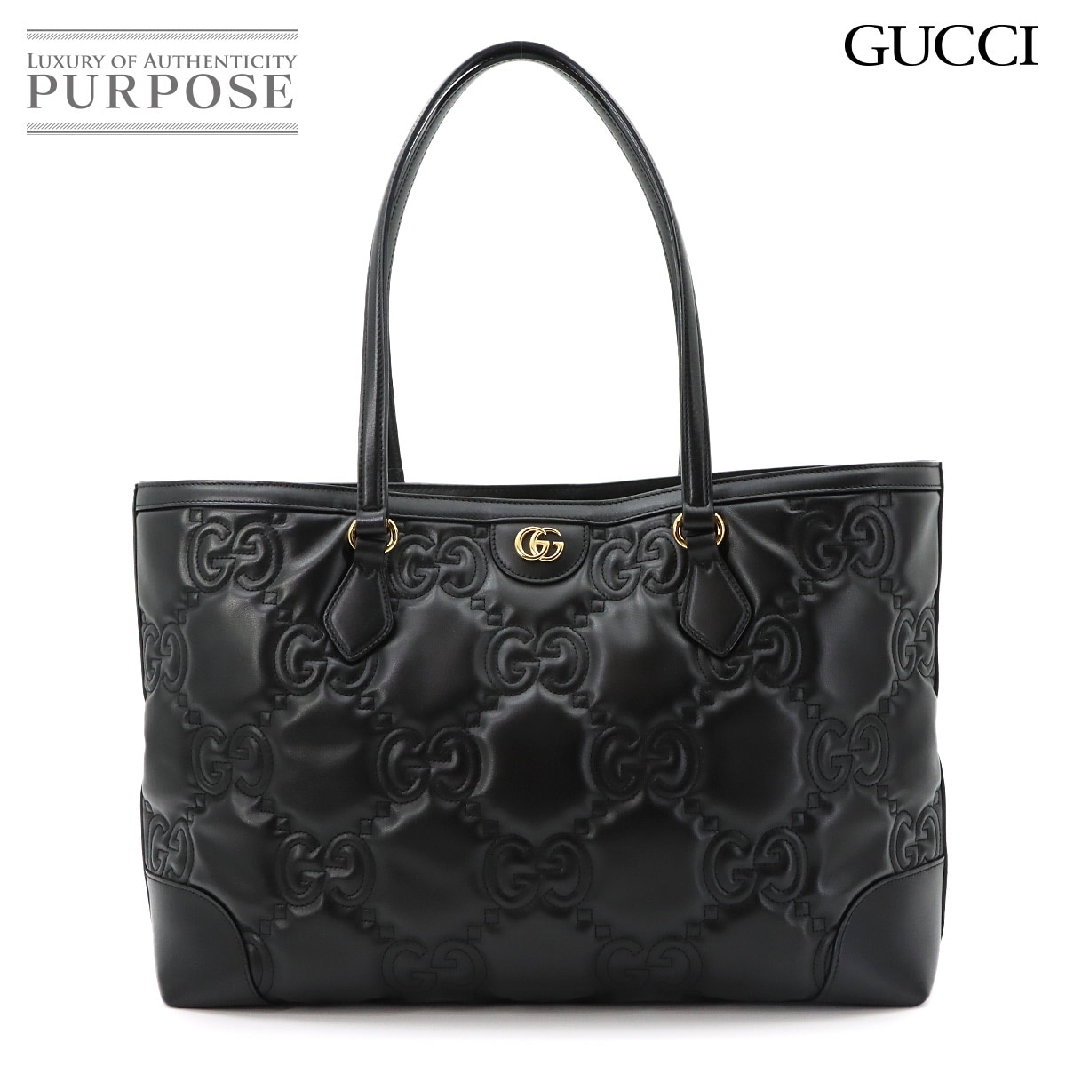 GUCCI GGマトラッセ ミディアム トート バッグ レザー ブラック 631685 GG Matelasse Medium Tote Bag グッチ 90322269
