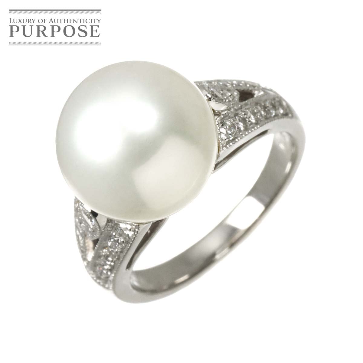 リング 11.5号 白蝶真珠 12.0mm ダイヤ 0.33ct Pt プラチナ 指輪 パール 【鑑別書付き】 South Sea pearl Ring 90333510