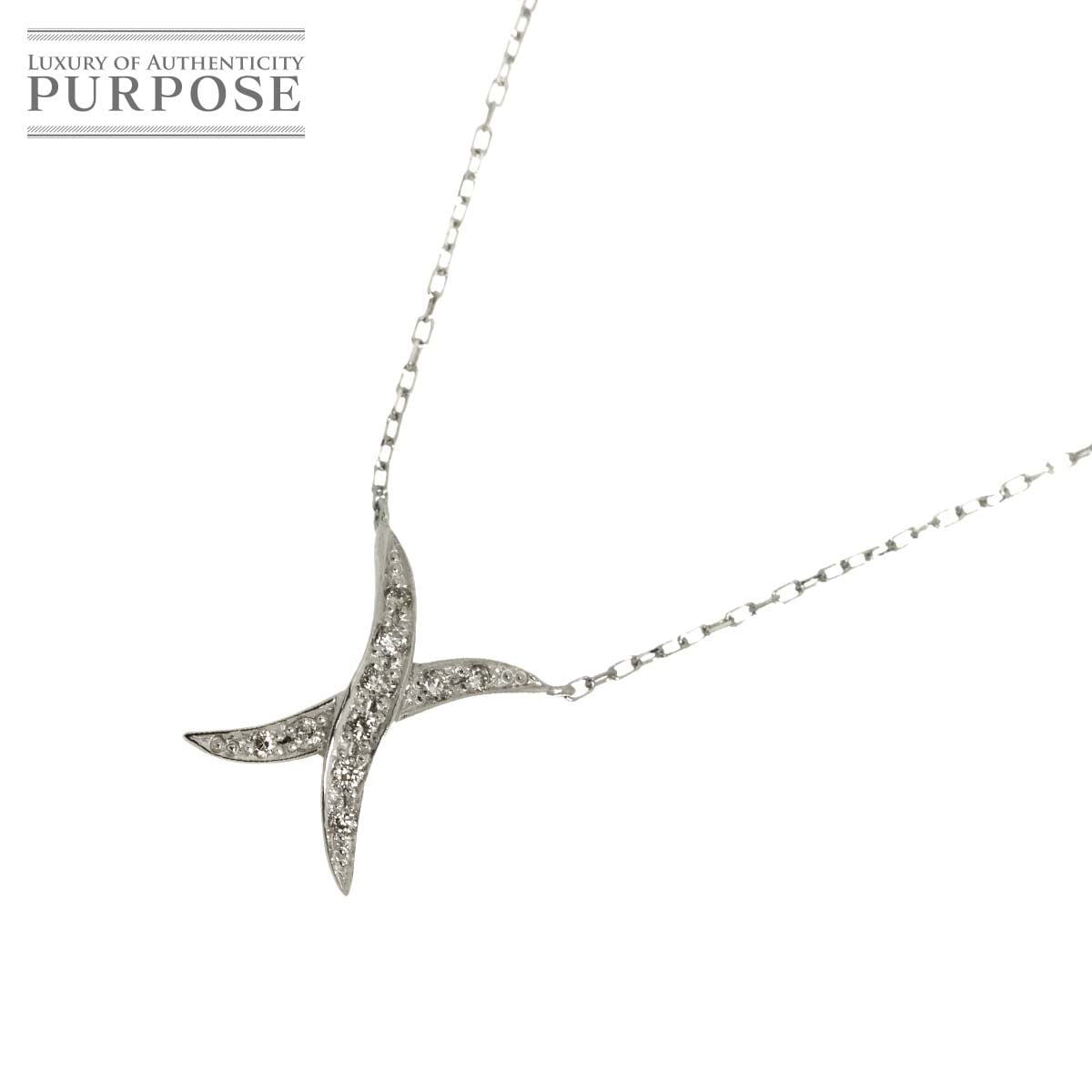 ダイヤ 0.08ct ネックレス 40cm Pt プラチナ 【鑑別書付き】 Diamond Necklace 90333540