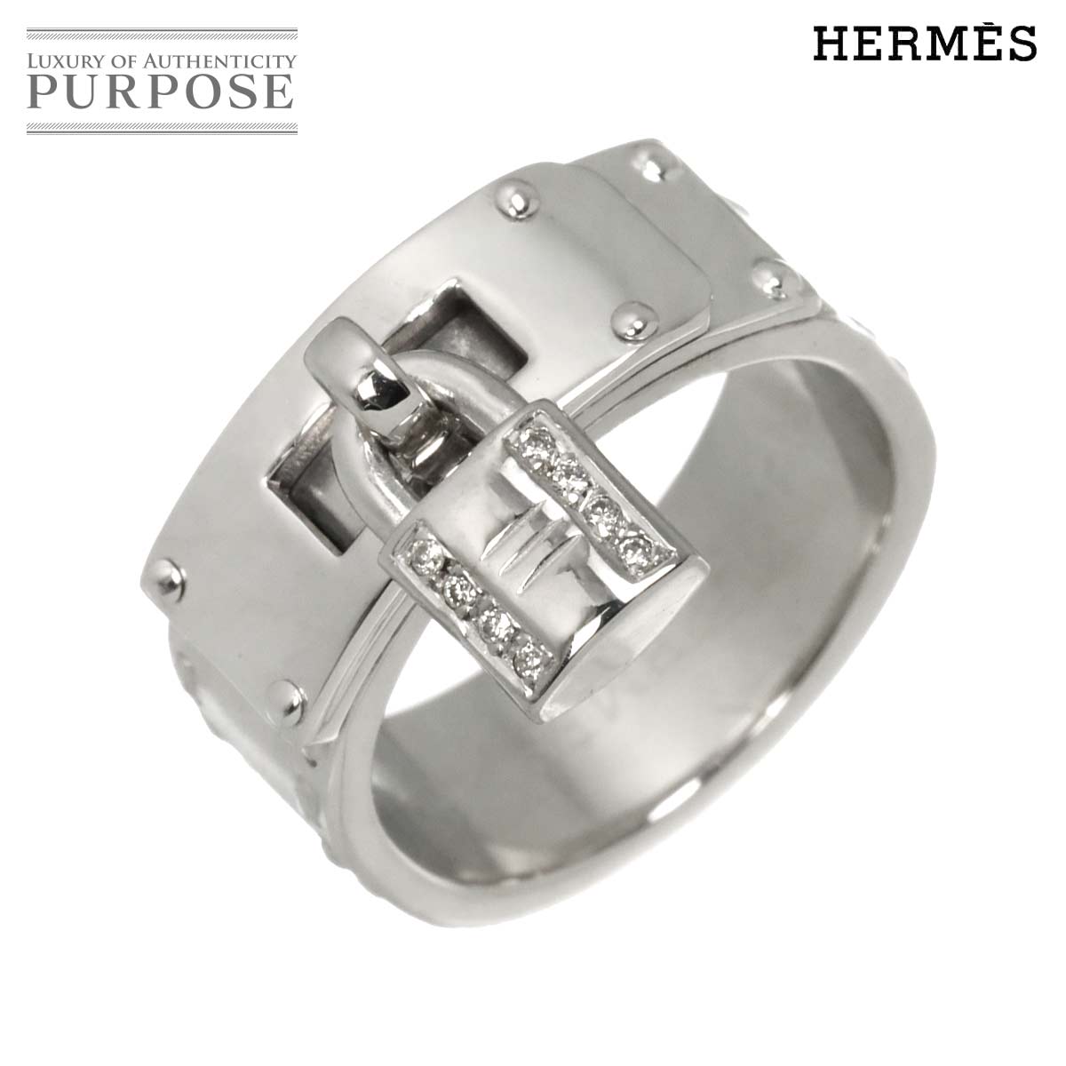 HERMES ケリー #54 リング ダイヤ K18 WG ホワイトゴールド 750 指輪 Kelly Ring エルメス 90329816
