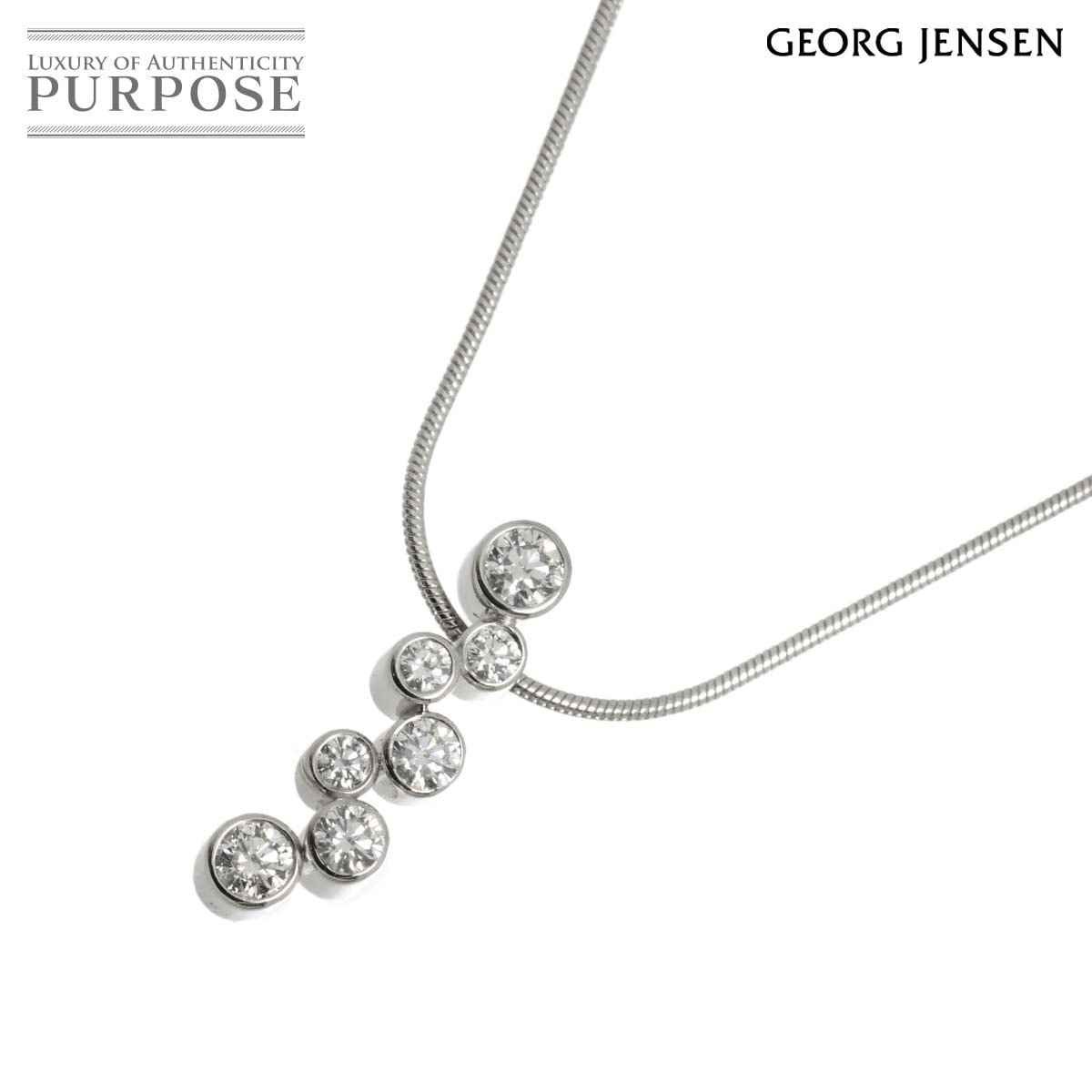 Georg Jensen ダイヤ ネックレス 45cm K18 WG ホワイトゴールド 750 Diamond Necklace ジョージ ジェンセン 90329901