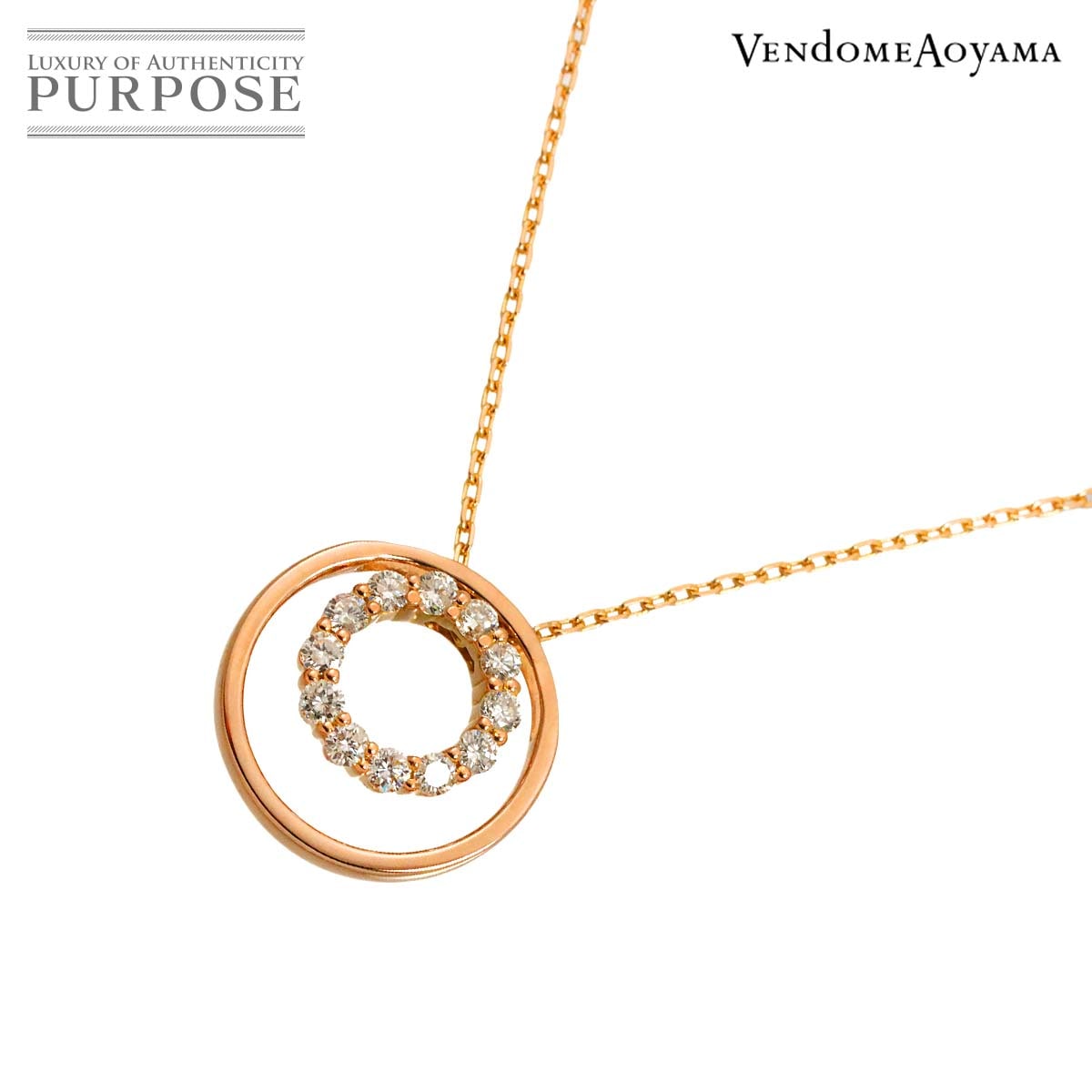 Vendome Aoyama ダイヤ ネックレス 40cm K18 PG ピンクゴールド 750 Diamond Necklace ヴァンドーム青山 90330457