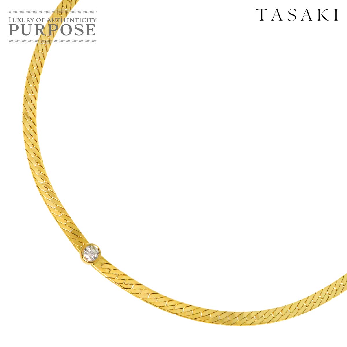 TASAKI ダイヤ 0.45ct ネックレス 40cm K18 YG イエローゴールド 750 田崎真珠 Necklace タサキ 90332741