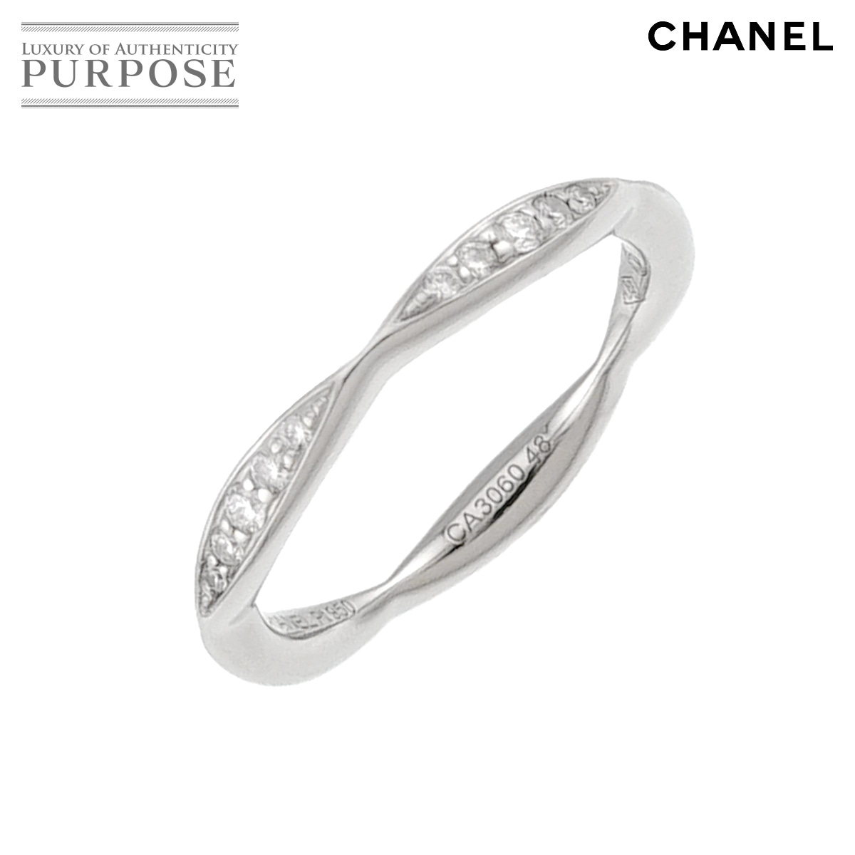 CHANEL カメリア #48 リング ハーフ ダイヤ Pt プラチナ 指輪 Camellia Ring 【証明書付き】シャネル 90333649