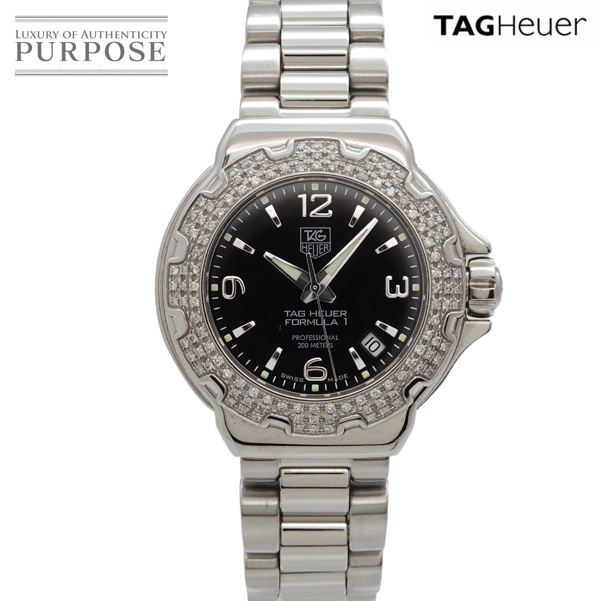 TAG Heuer フォーミュラワン グラマーダイヤモンド WAC1214 レディース 腕時計 デイト ブラック クォーツ ウォッチ Formula1 タグホイヤー 90337579