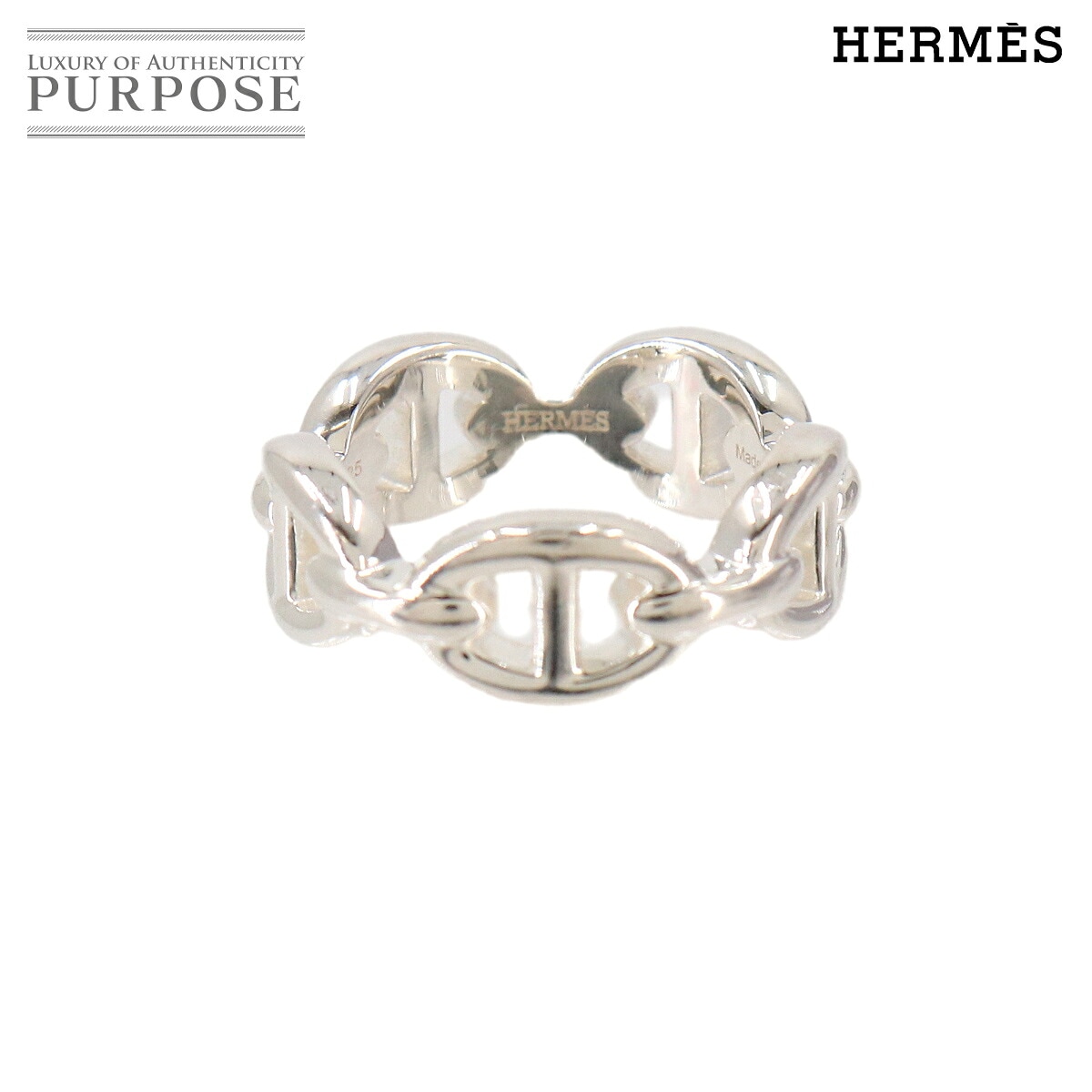 HERMES シェーヌダンクル アンシェネ PM #50 リング SV 925 シルバー 指輪 Chaine dancre Ring エルメス 90333004