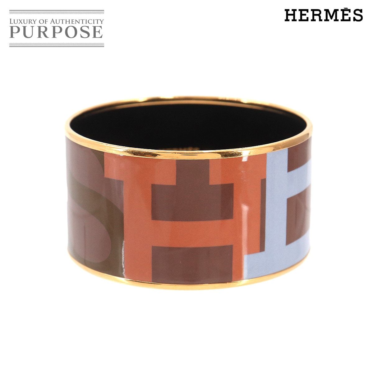 HERMES エマイユ TGM バングル ブレスレット ブラウン ゴールド アクセサリー Email TGM エルメス 90333829