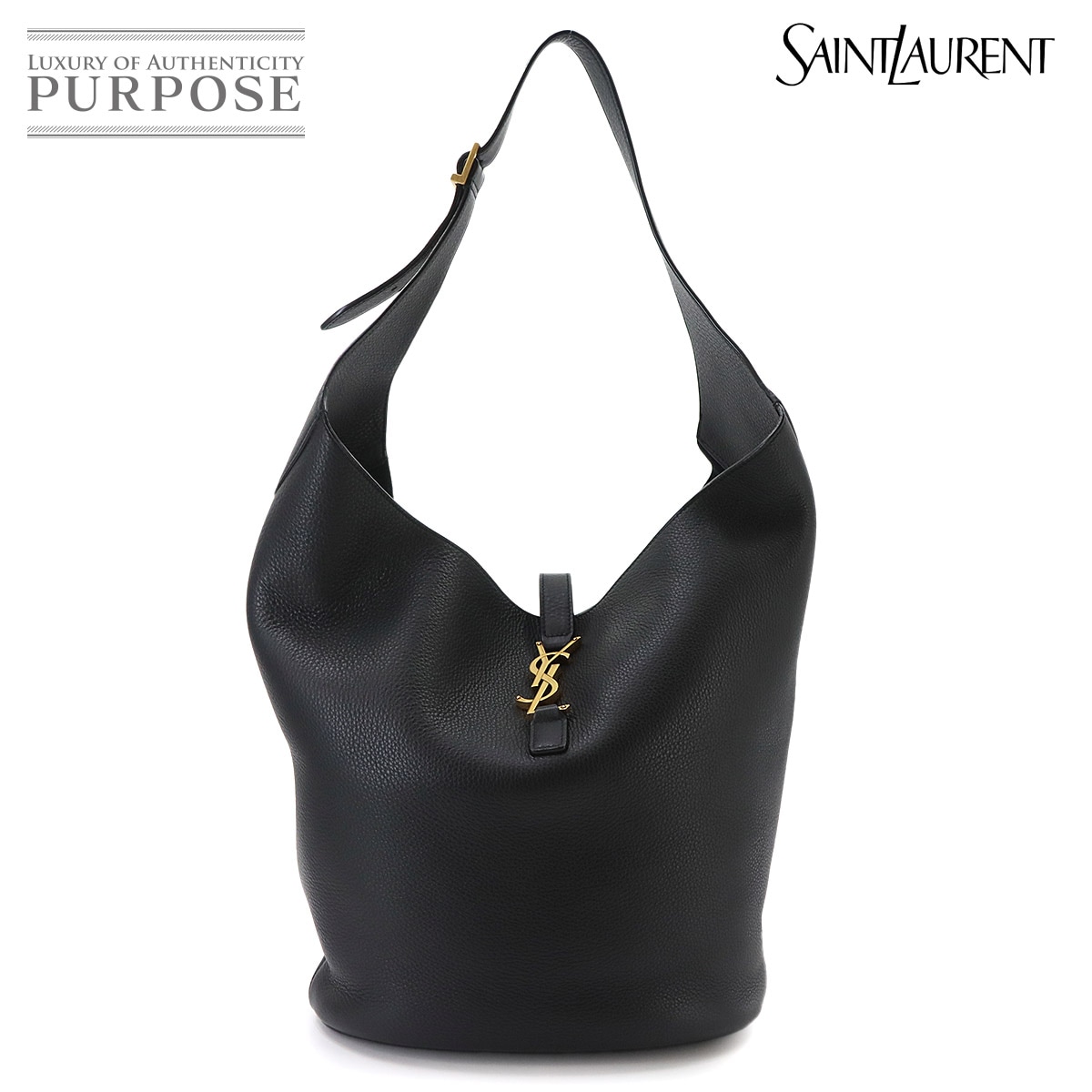 SAINT LAURENT LE 5 A 7 ホーボー ショルダー バッグ レザー ブラック 793088 ゴールド 金具 LE 5 A 7 Hobo Bag サンローラン 90333847