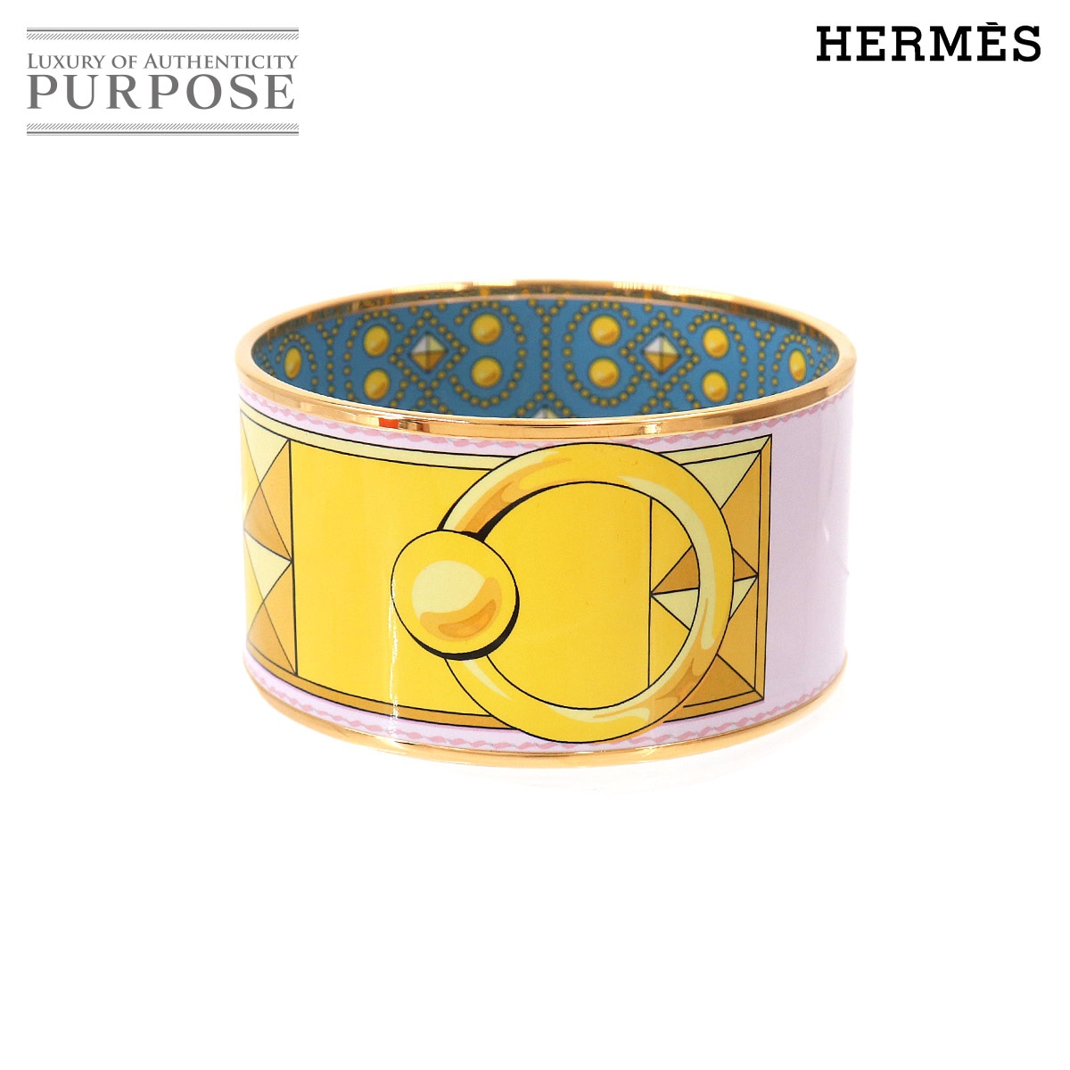HERMES エマイユ TGM バングル ブレスレット イエロー ピンク ゴールド アクセサリー Email TGM エルメス 90333853