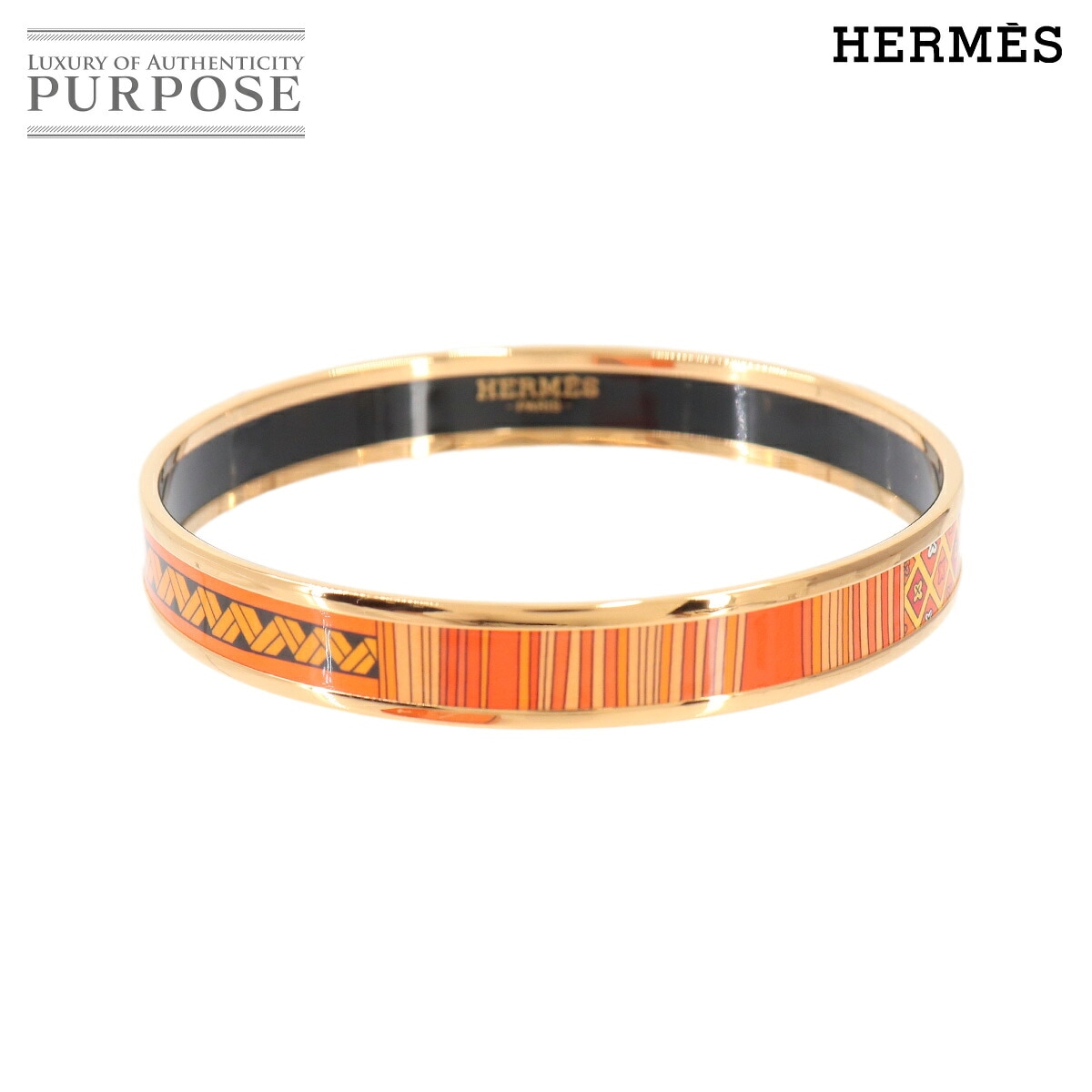 HERMES エマイユ PM バングル ブレスレット オレンジ ゴールド Email PM エルメス 90333856