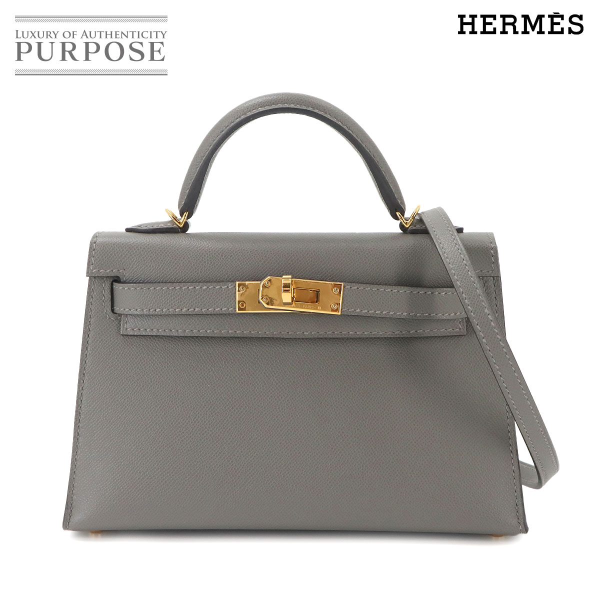 HERMES ミニケリー 20 ヴォーマダム グリメイヤー 2way ハンド ショルダー バッグ 外縫い W刻印 ゴールド 金具 Mini Kelly エルメス 90336890