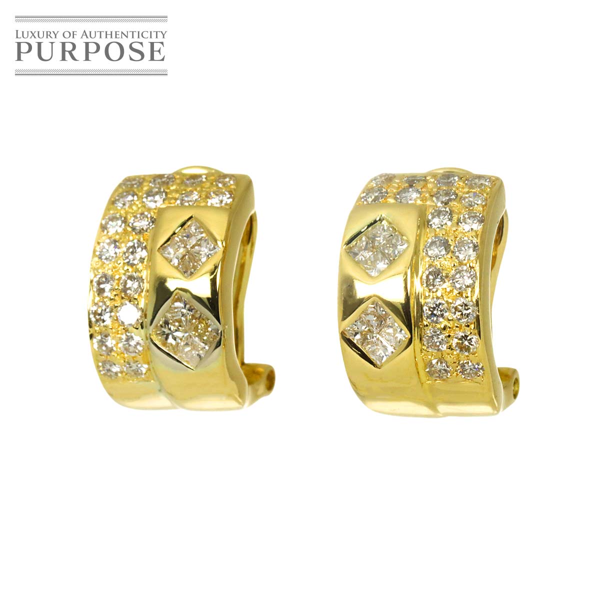 ダイヤ 1.05ct K18 YG ピアス イエローゴールド 750 Diamond earrings pierced clip on 90333483