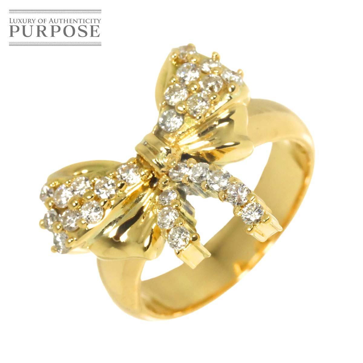 リング 8.5号 ダイヤ 0.50ct K18 YG イエローゴールド 750 指輪 Diamond Ring 90335231