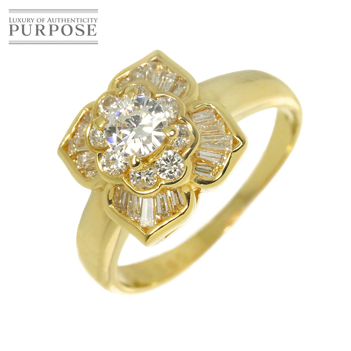 リング 13号 ダイヤ 0.65ct/0.28ct K18 YG イエローゴールド 750 指輪 Diamond Ring 90335233