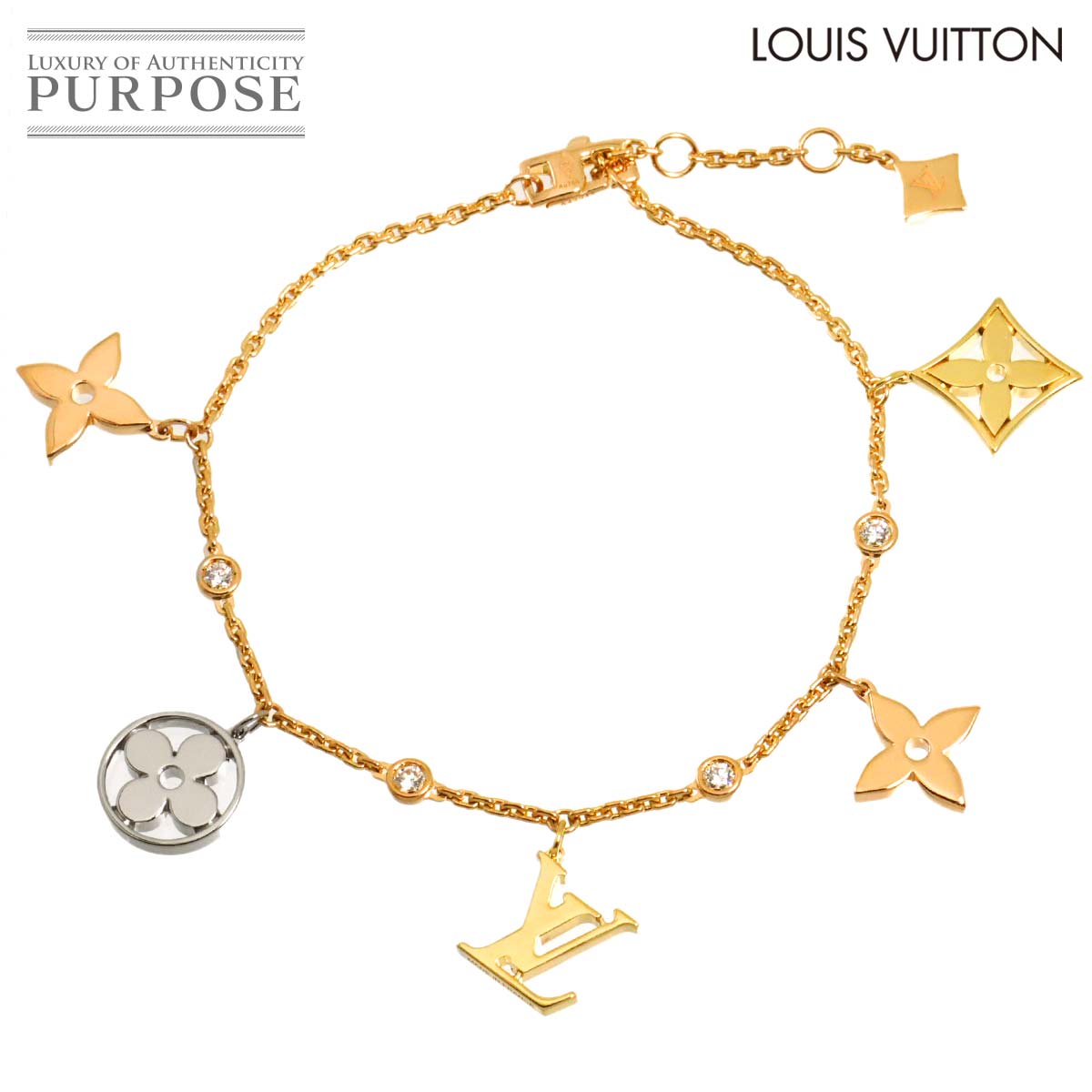 LOUIS VUITTON モノグラム イディール ダイヤ ブレスレット 17cm K18 YG WG PG 750 Bracelet ルイ ヴィトン 90328245
